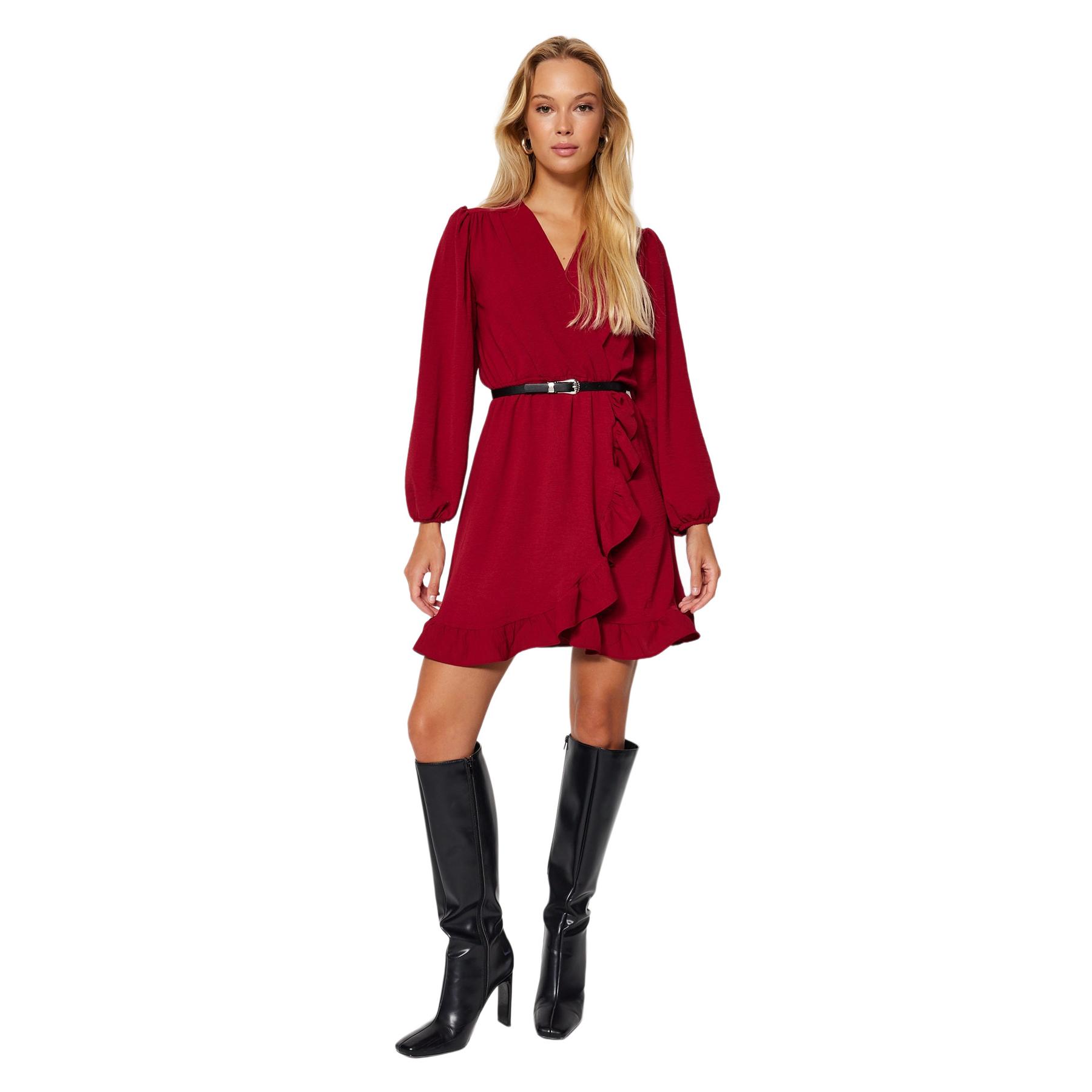 Trendyol Vestido De - Elegante Y Moderno Borgoña Mujer Talla 42