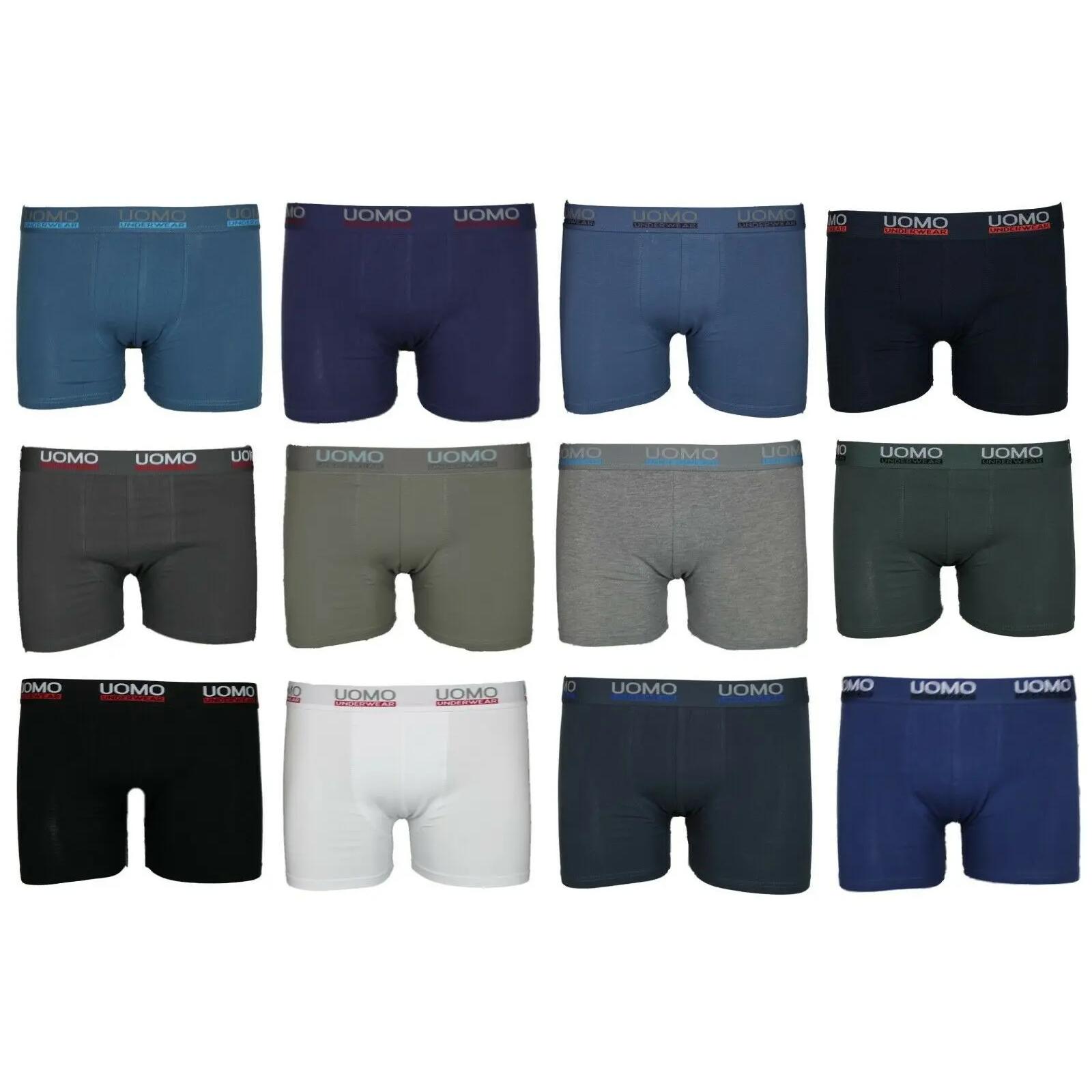 Pack de 12 Uds Calzoncillos Boxer Uomo Slip Caballero Ropa Interior Calzon M-L-XL-XXL-XXXL - 95% Algodón_ 5% Elastano - (Se envía en colores aleatorios)