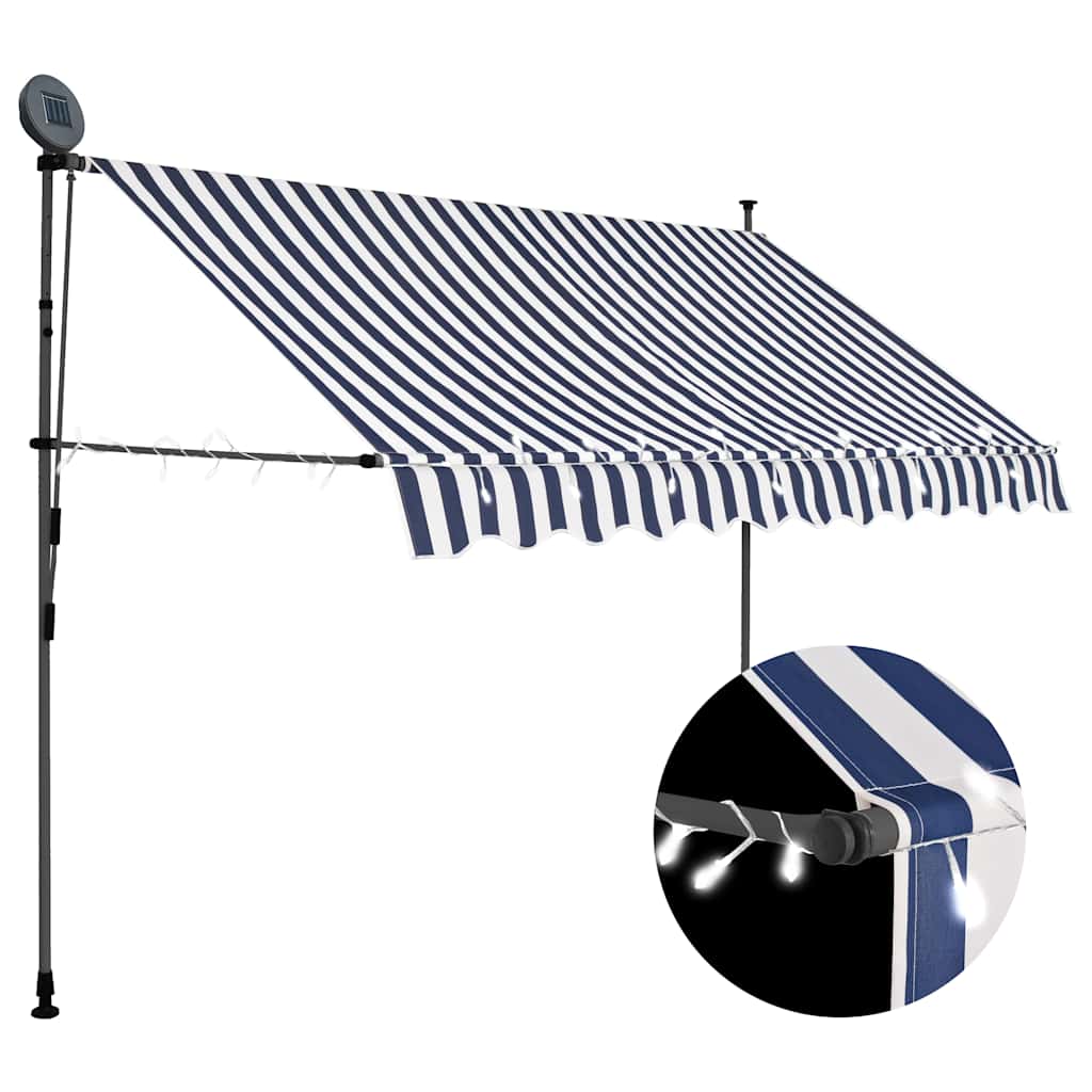vidaXL Toldo manual retráctil con LED azul y blanco Multitalle