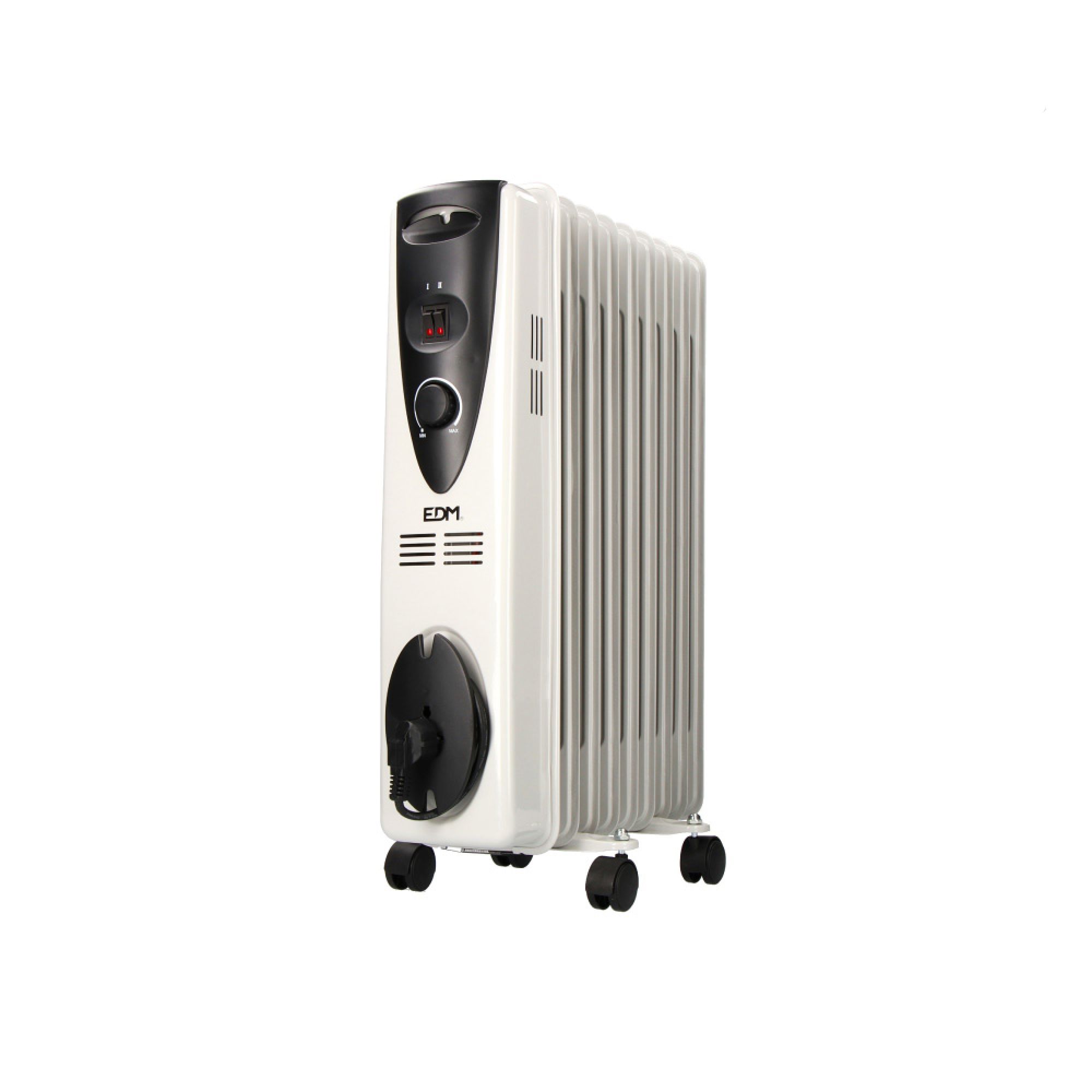 EDM - Radiador de aceite 2000 W con 9 elementos, termostato y protección sobrecalentamiento, funcionamiento silencioso para hogar