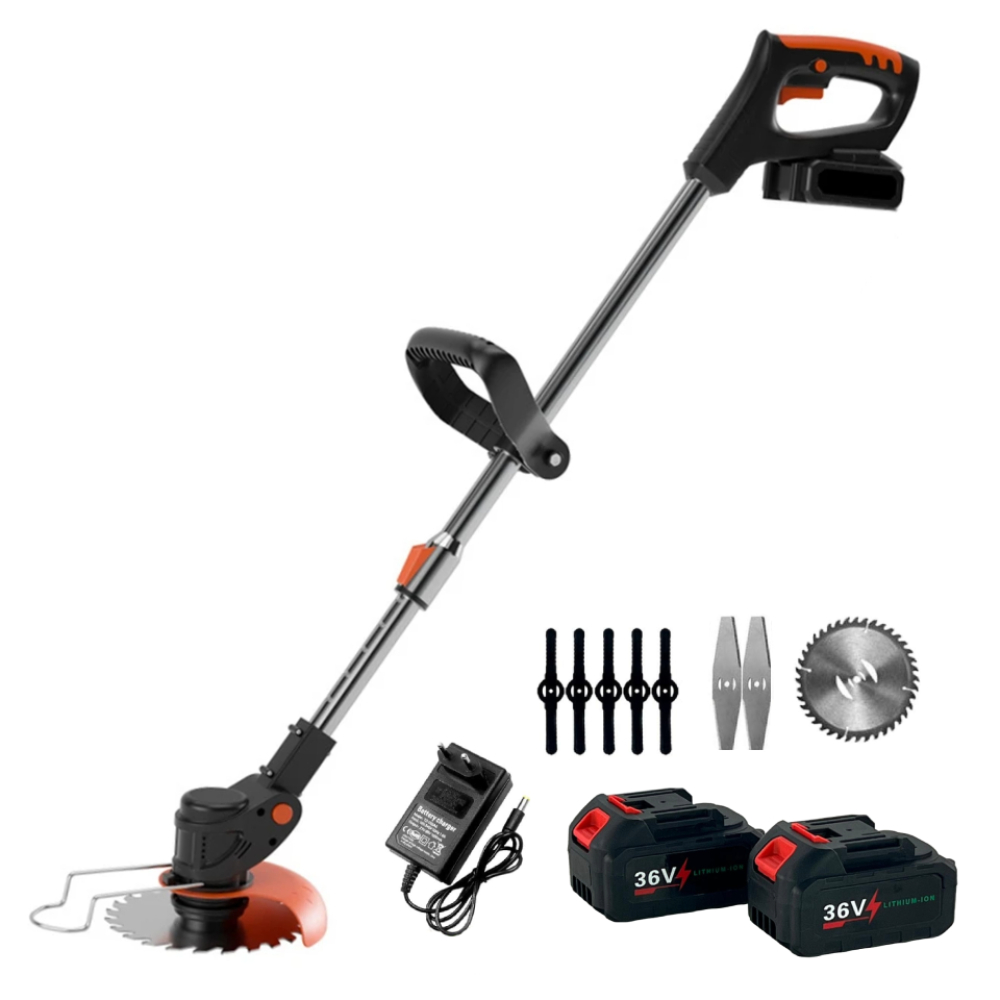 Cortacésped Linea Hd a baterías de 36V , telescópico ajustable, 2 baterías 2600mAh, 4000W, 8 discos, desbrozadora eléctrica