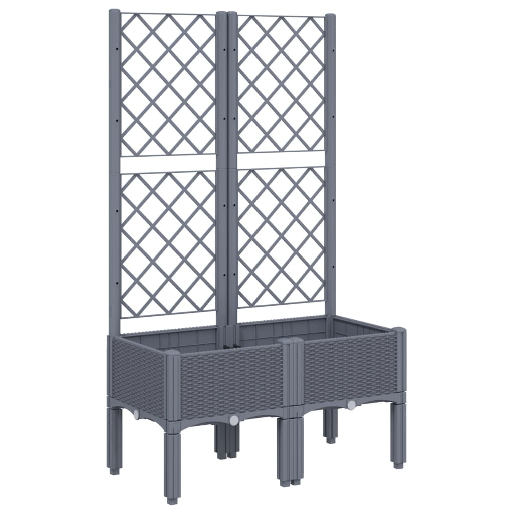 vidaXL Jardinera con enrejado PP 80x40x142 cm Color Gris,  Gris claro,  Negro y mas