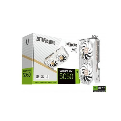 Zotac - Tarjeta gráfica GeForce RTX 5050 Twin Edge OC blanca para PC, 8 GB GDDR6, PCI Express 5.0, refrigeración Twin Edge y soporte DLSS 4