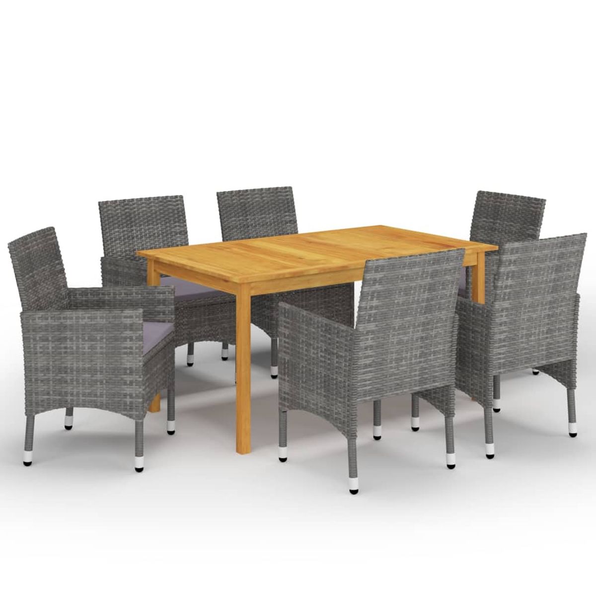 Conjunto de jardín 1 mesa+6 sillones con cojines