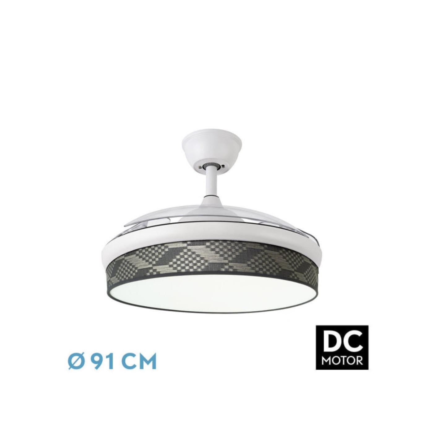 Fabrilamp - Ventilador Dc Moda 72w Blanc/tetris Gris 91d 3asp 7200lm 3000-4000-6000k Remoto+ Memoria+ Temporizador