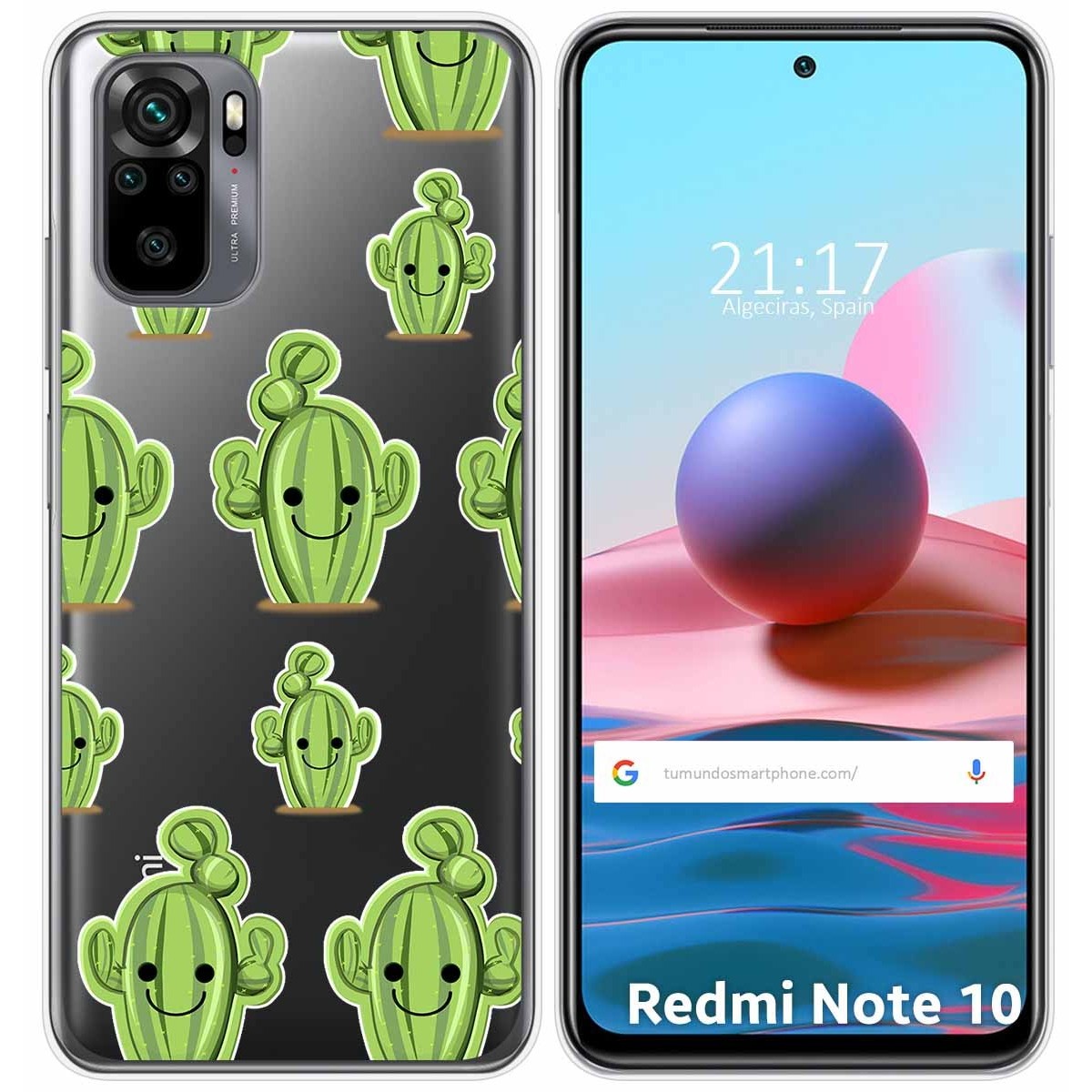 Tumundosmartphone Funda Gel Transparente para Xiaomi Redmi Note 10 / 10S diseño Cactus Dibujos