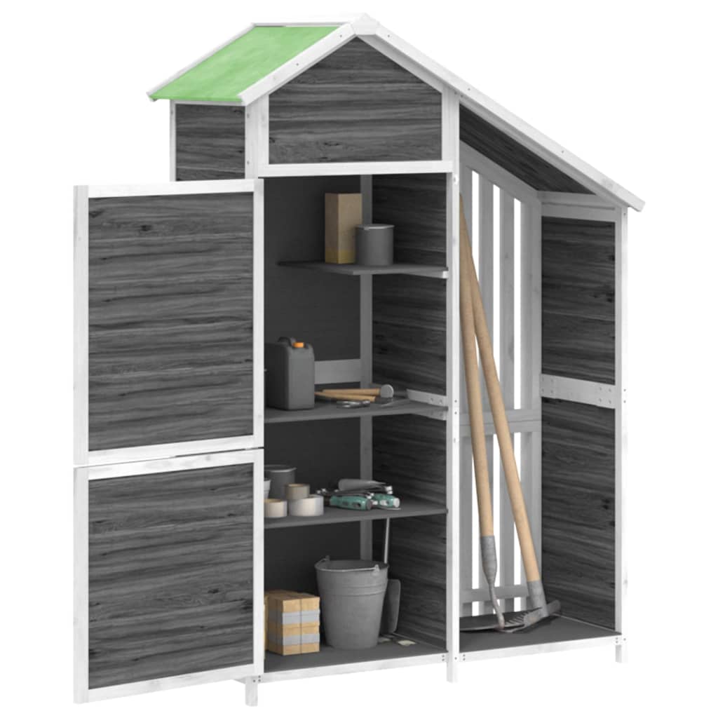 vidaXL Cobertizo herramientas jardín madera pino 120x53,5x170 cm Color Gris,  Marrón,  Moca y mas