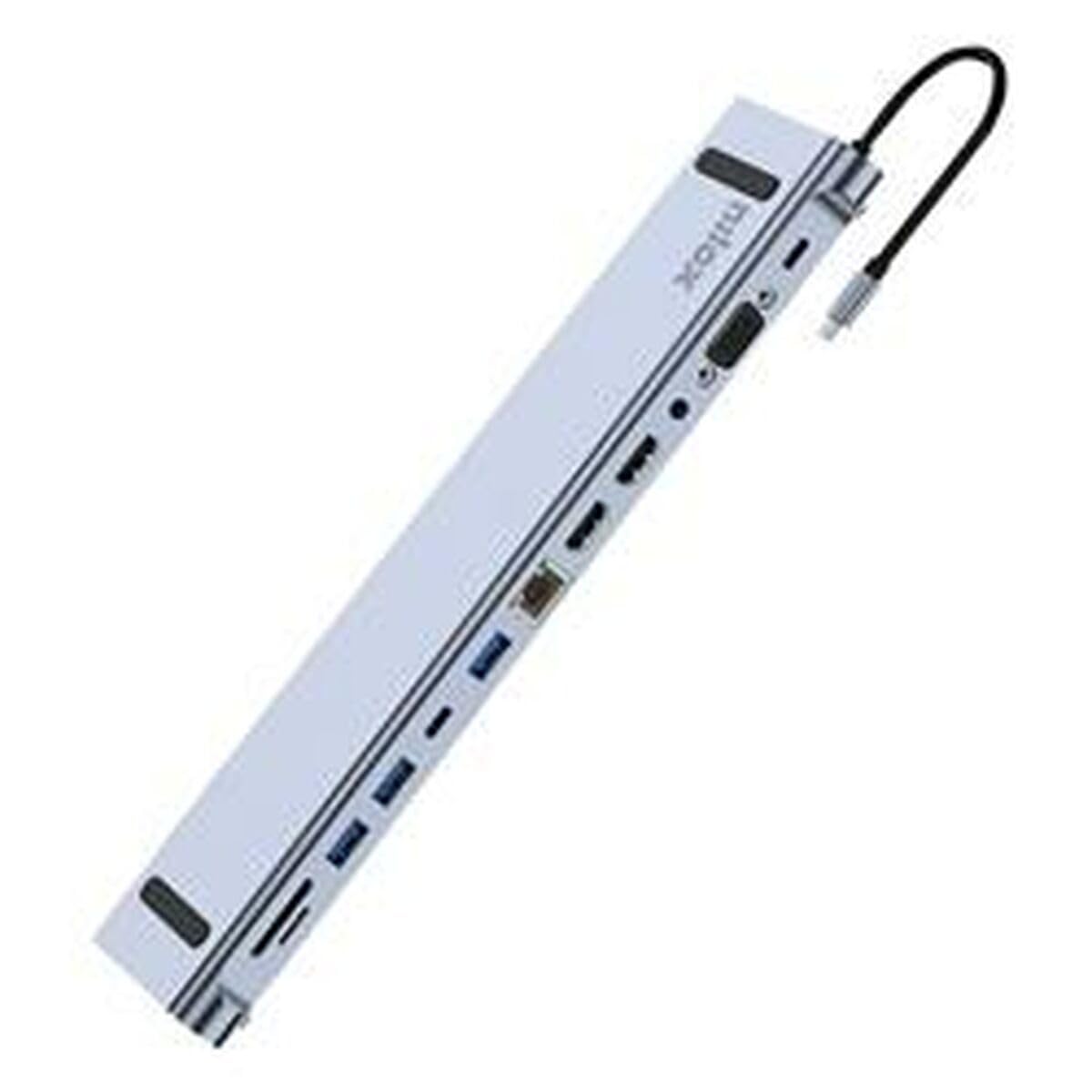Nilox NXDSUSBC07 base para portátil y replicador de puertos Acoplamiento Gris