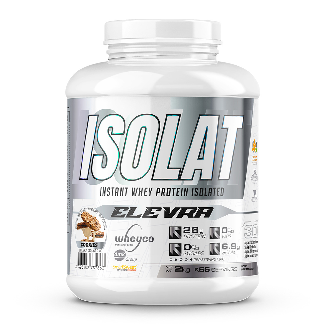 ELEVRA - Pro Isolate Protein 2Kg / Nuestra fórmula de aislado de proteína de suero de primera calidad WHEYCO® es proteína pura de alto valor biológico y contiene un perfil completo de aminoácidos con BCAA que te ayudará a aumentar tu masa muscular