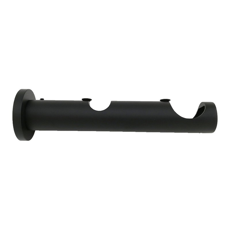 Soporte doble para barra de cortina negro mate