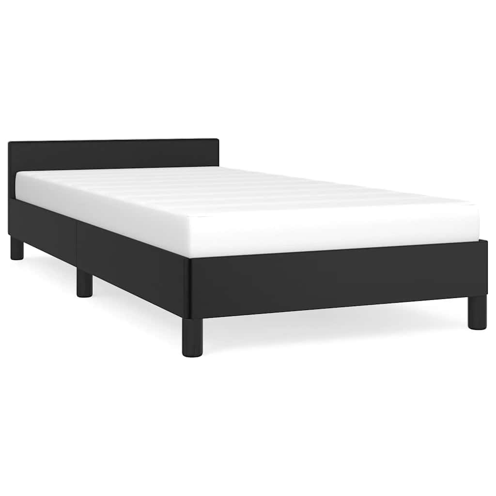 vidaXL Estructura de cama con cabecero sin colchón negro 90x190 cm
