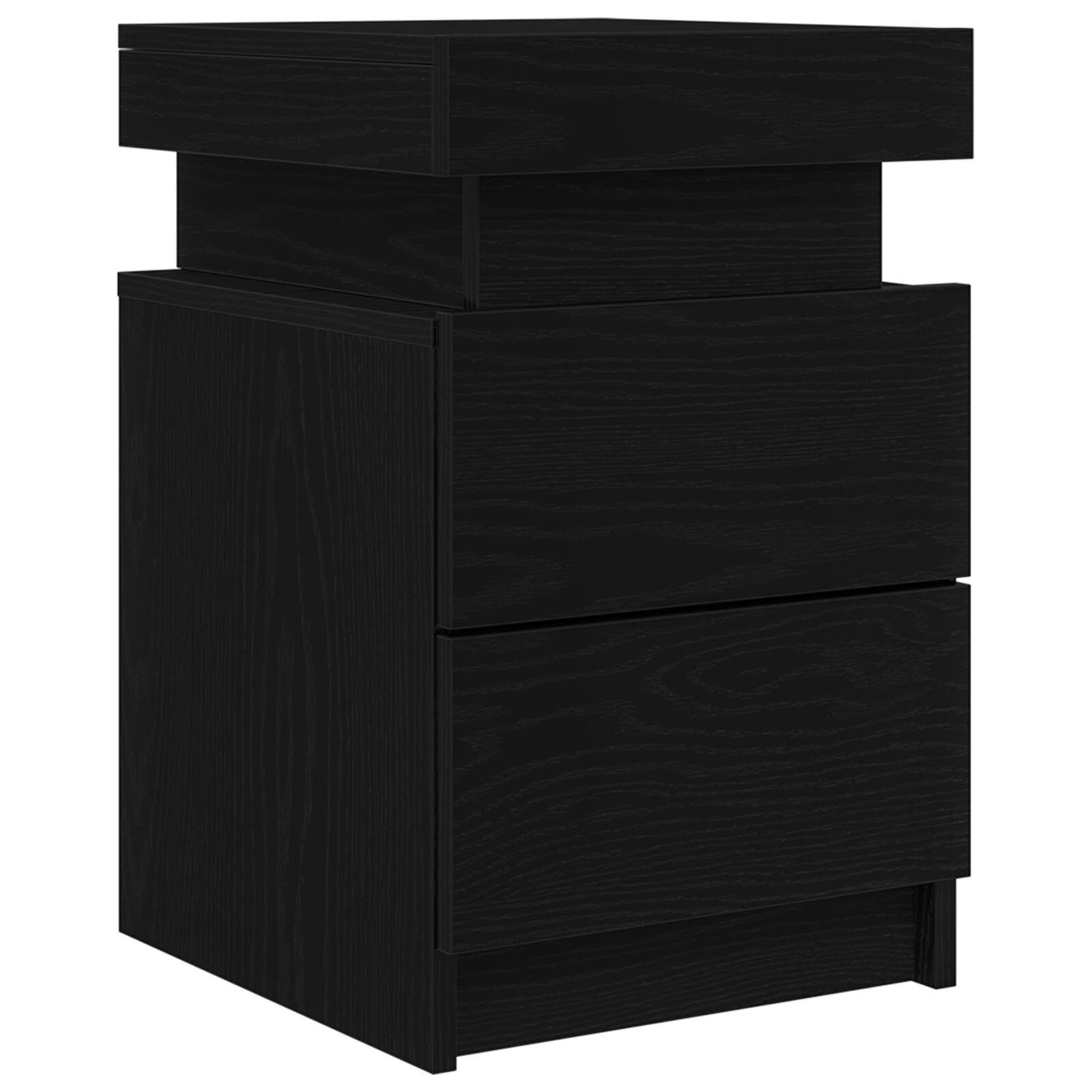 Cabinet de Noche vidaXL con Luces LED Negro Roble 35x39x55 cm