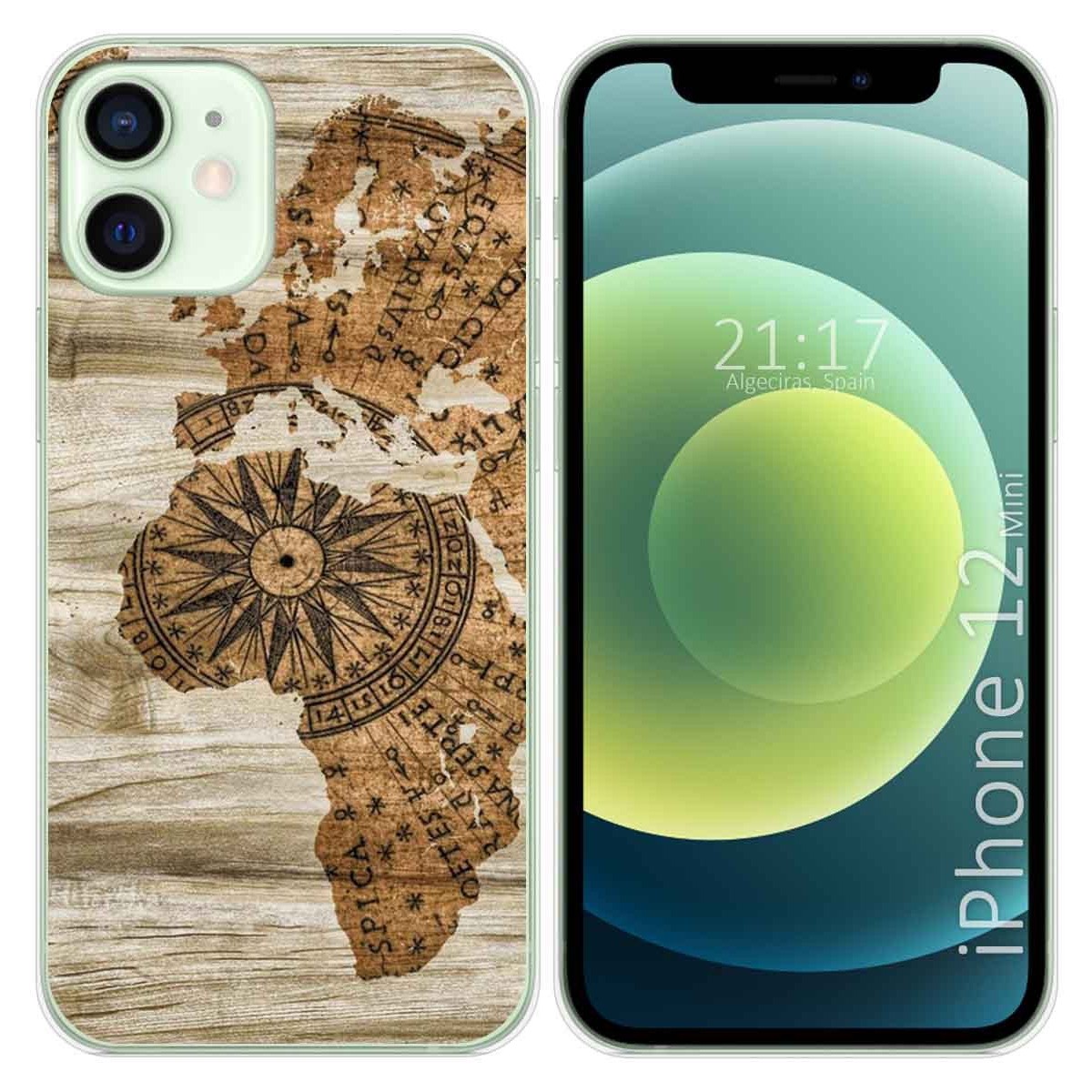 Tumundosmartphone Funda Gel Tpu para Iphone 12 Mini (5.4) diseño Madera 07 Dibujos