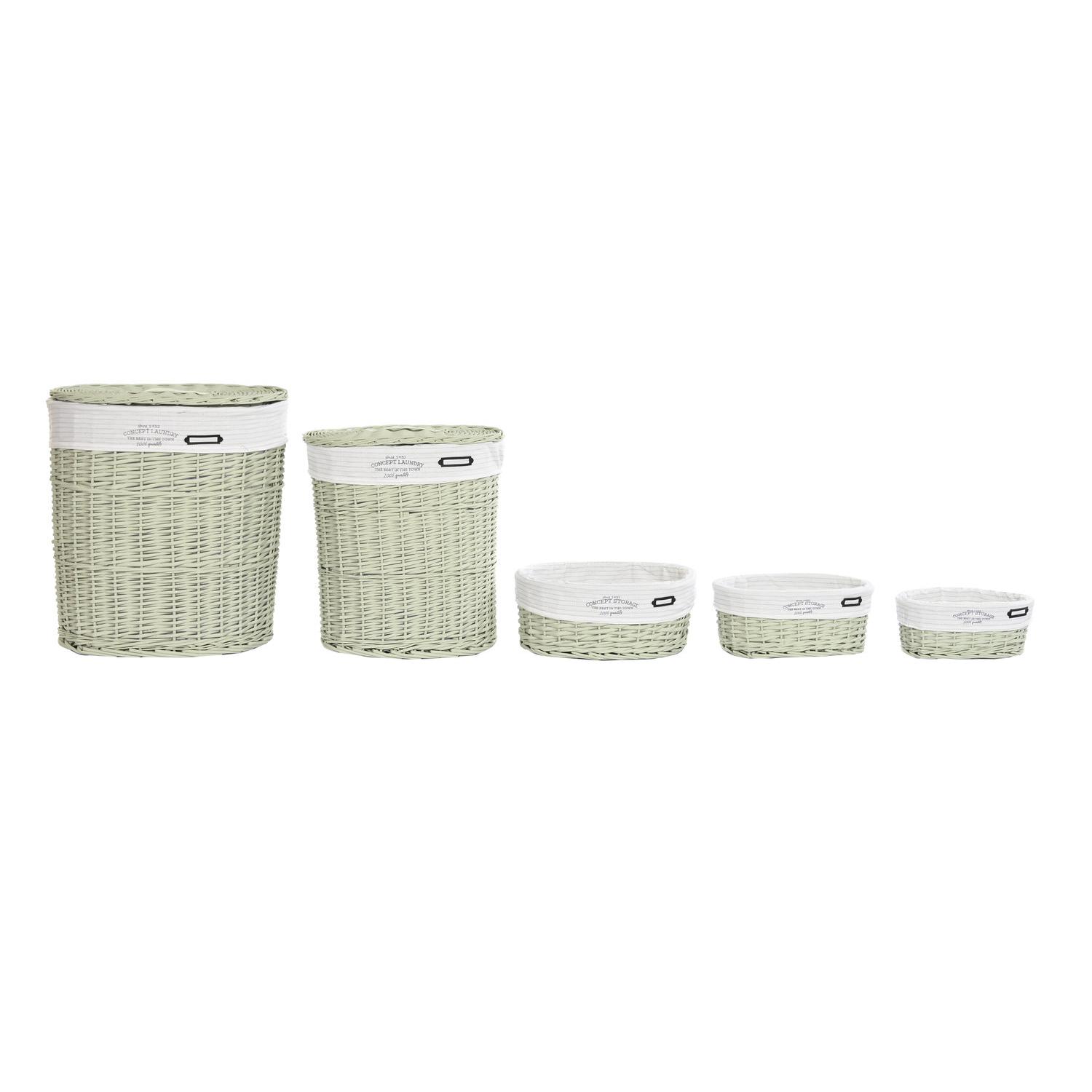 CESTA ROPA SET 5 MIMBRE POLIESTER 51X37X56 VERDE DC202356 - EL MEJOR COMPLEMENTO PARA TU HOGAR FIJALO