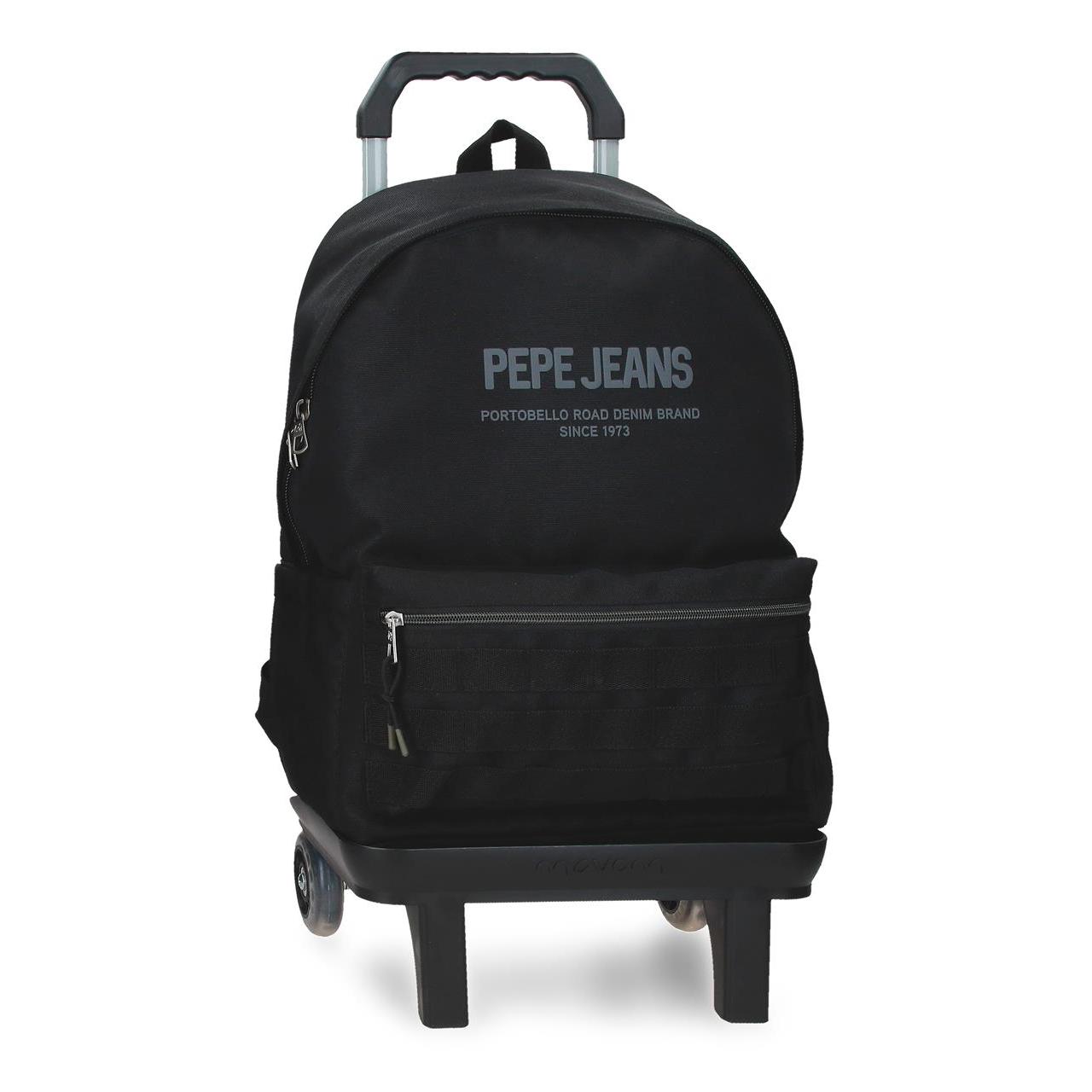 Mochila escolar con carro Pepe jeans Edward negro
