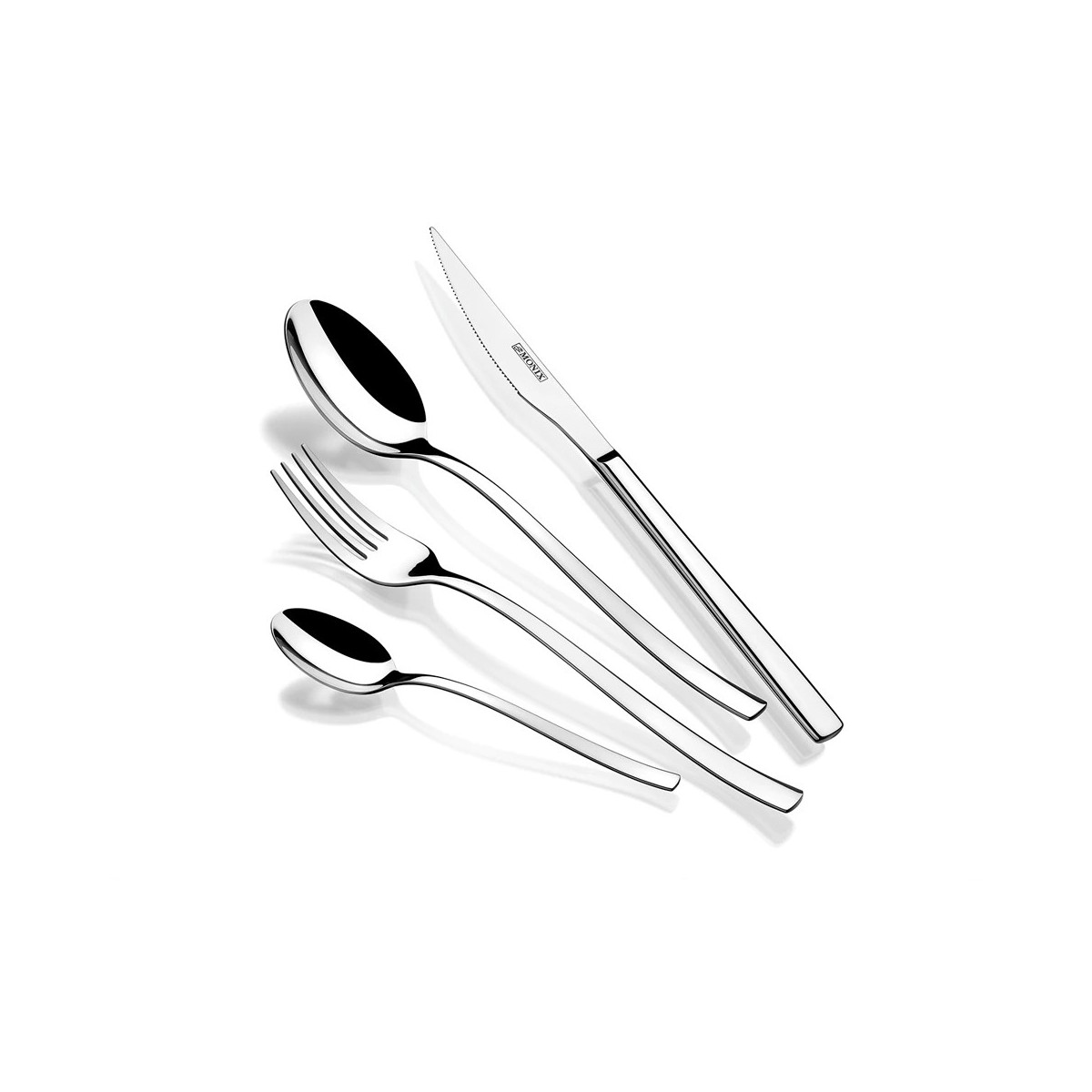 Monix - Monix Génova – Cubertería Juego de 24 piezas con cuchillo chuletero acero inoxidable y acabado pulido brillante. Espesor 2,5 mm
