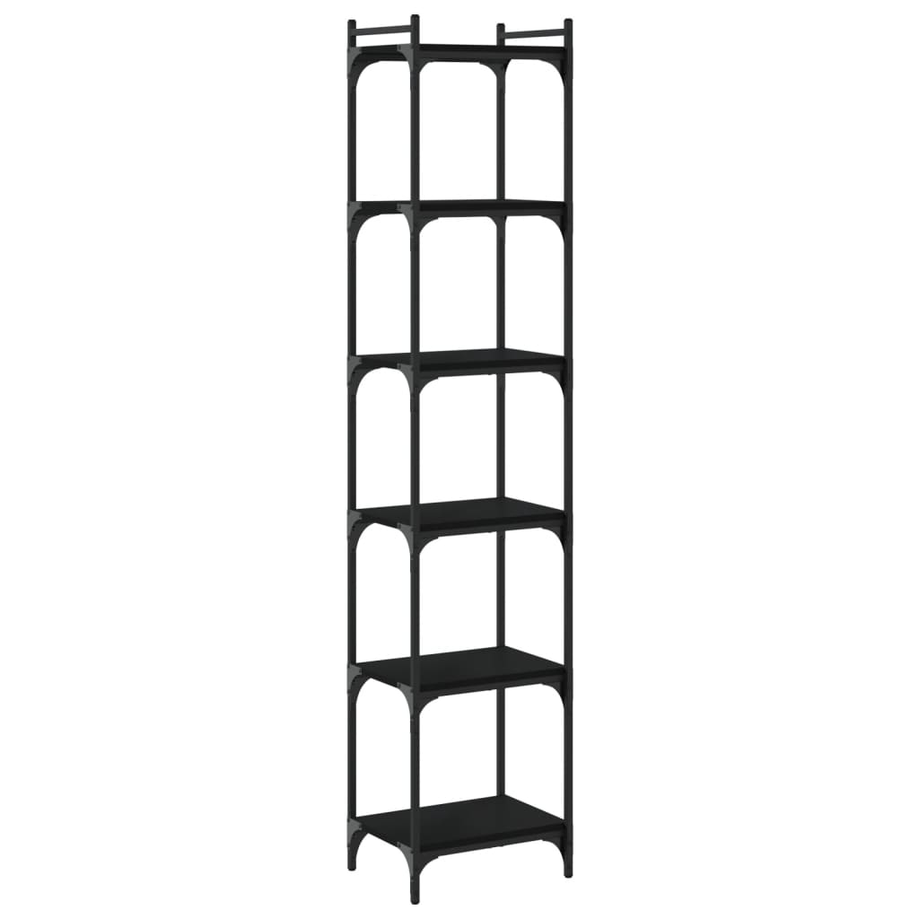 Vidaxl Librería 6 Estantes Madera Ingeniería 40x30x188cm Negro
