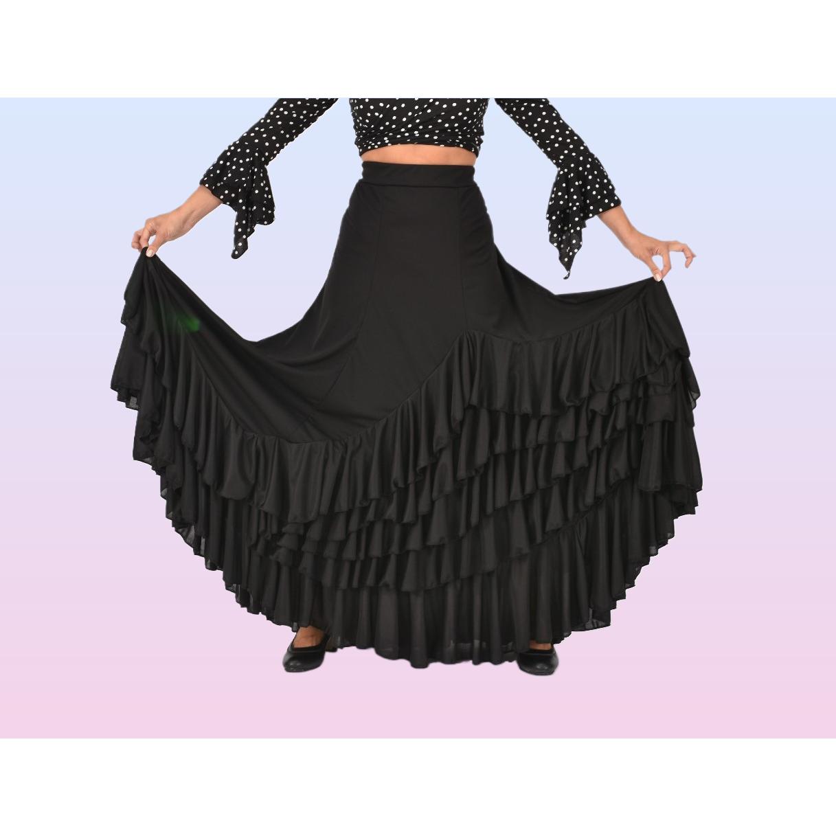 Falda Flamenca Profesional ANUKA con 5 Volantes en Rojo o Negro
