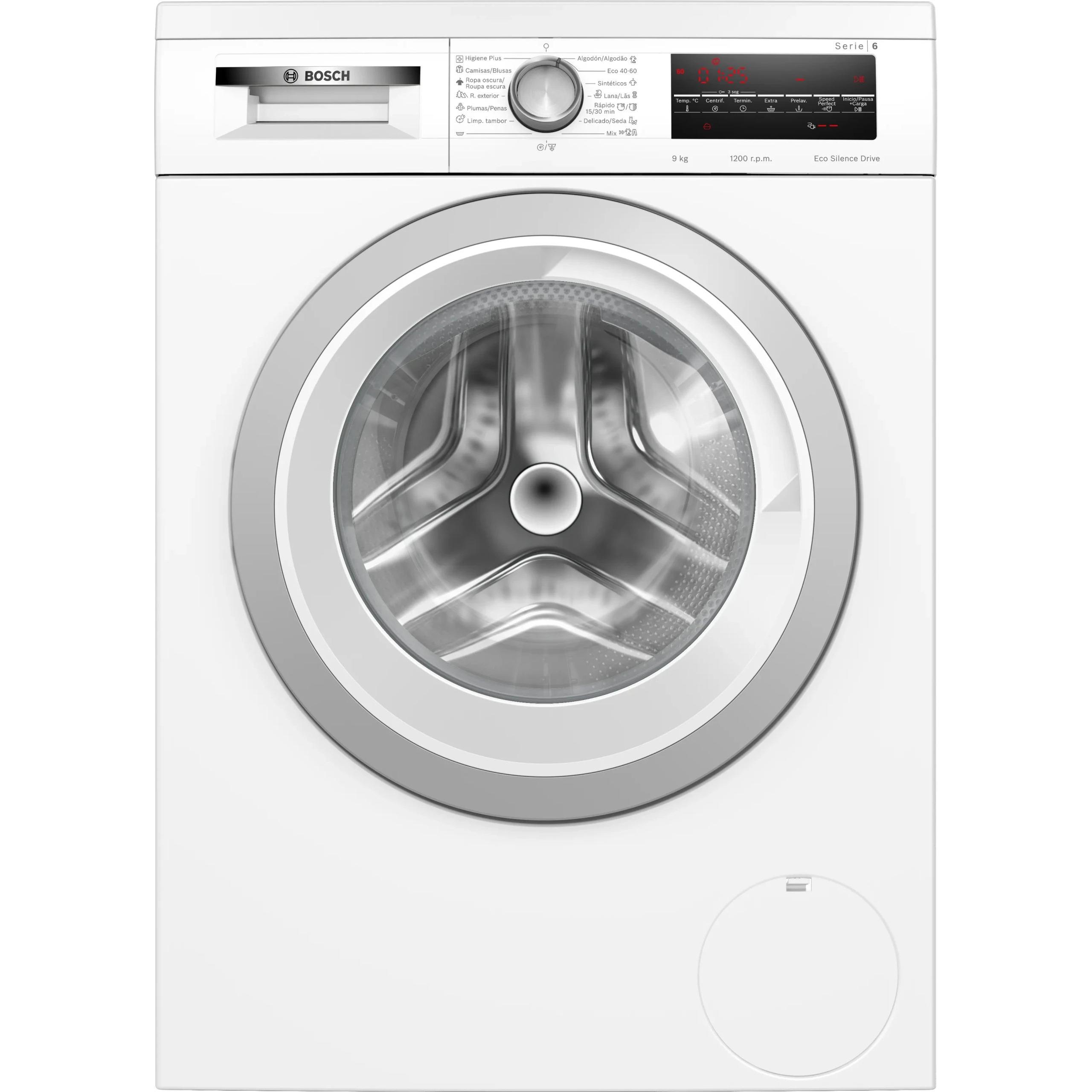Lavadora BOSCH WUU24T65ES de 9Kg Clase A y 1200Rpm | Blanco, Motor Inverter, Tapa desmontable