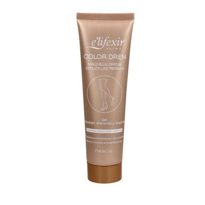 ELIFEXIR DERMO COLOR DREN - Gel Bronceador de Piernas - Acabado Satinado Dorado - Reduce Líquidos - Camufla Imperfecciones