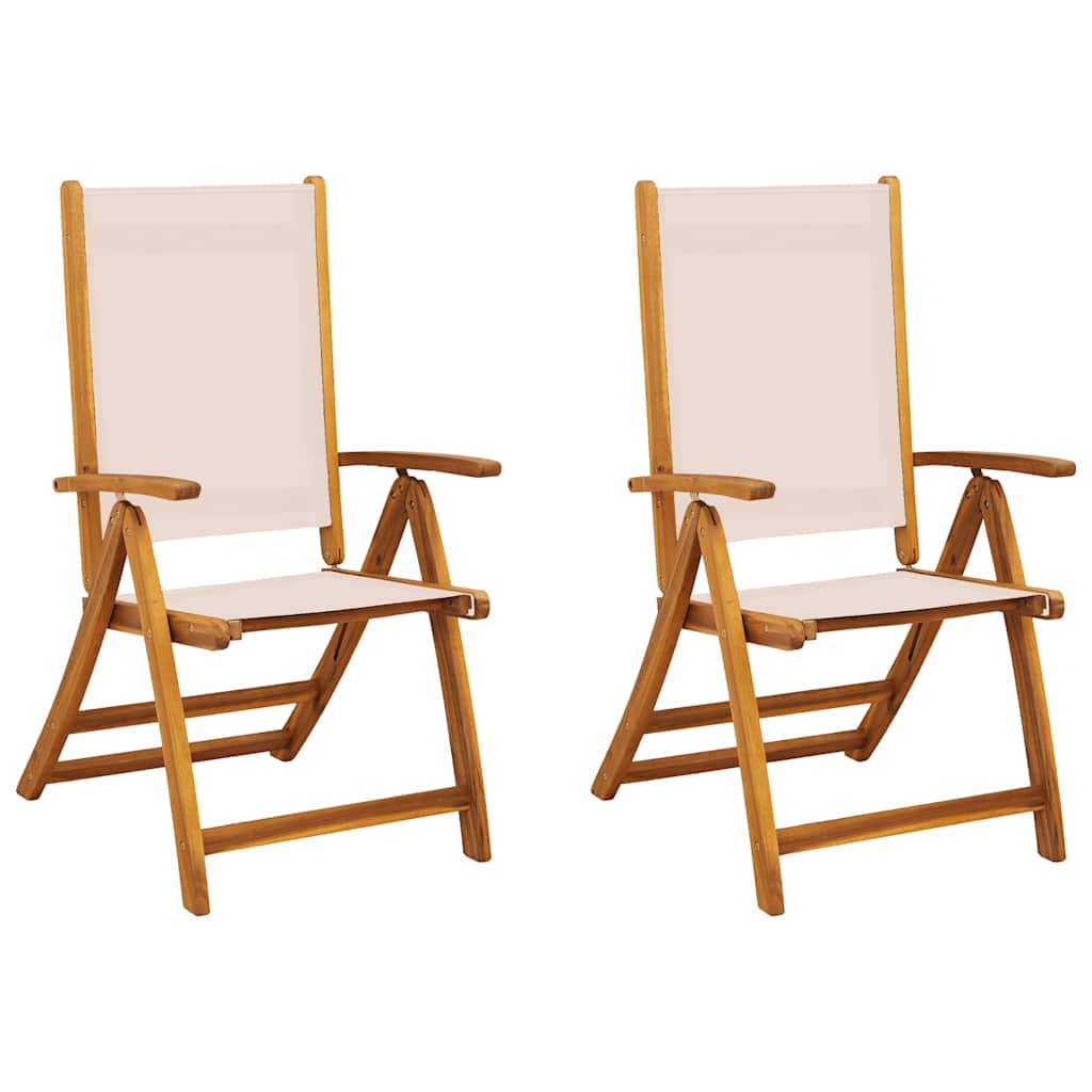 vidaXL Sillas de jardín plegables 2 uds madera maciza acacia textileno