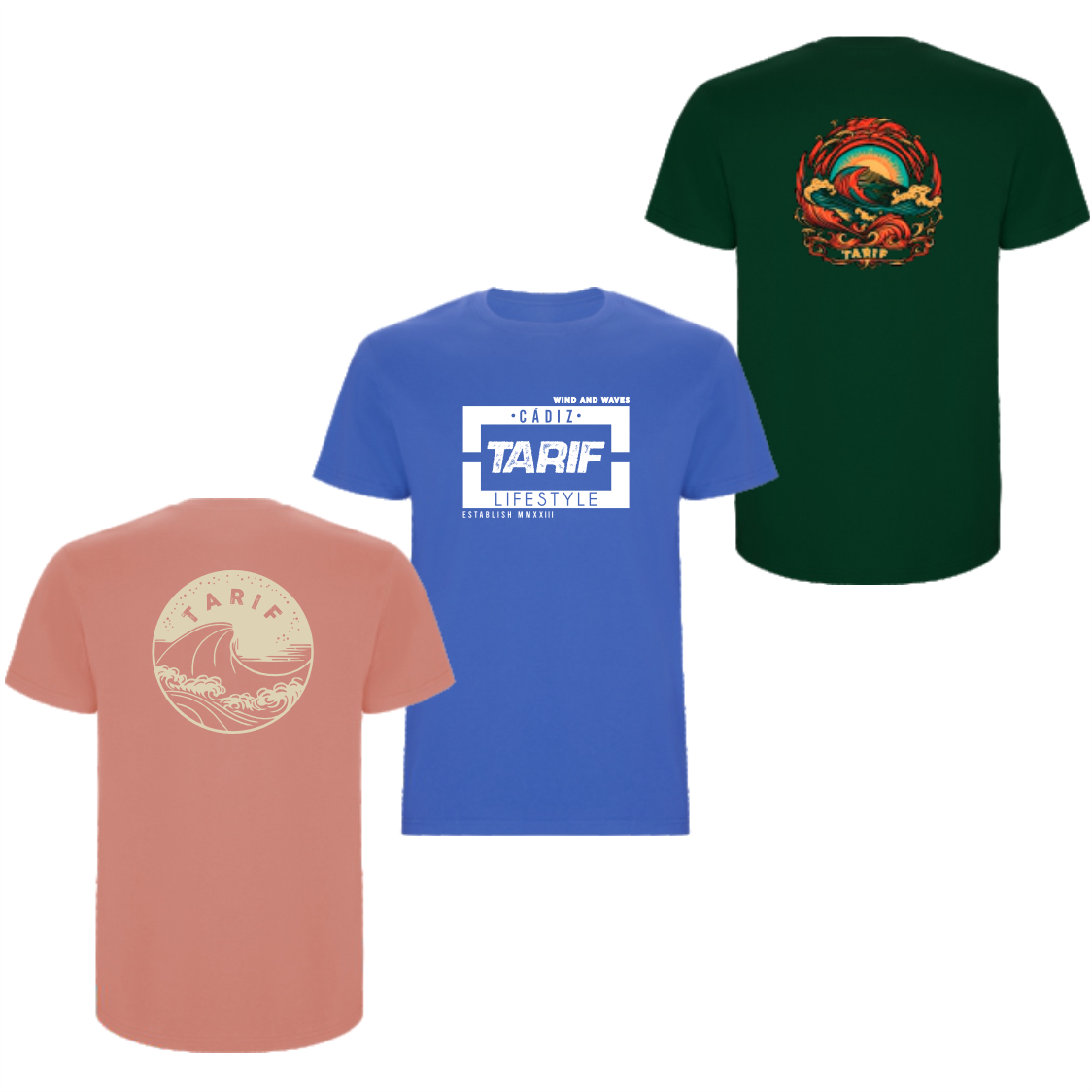 Pack 3 Camisetas Tarif Surf para Hombre Multicolor Moda Verano