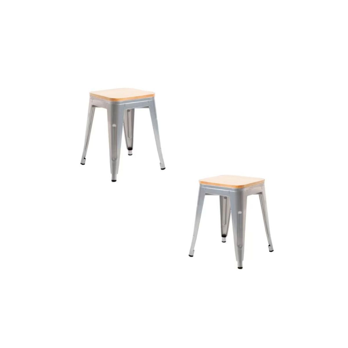 Regalos Miguel - Packs Taburetes Pequeños - Pack 2 Taburetes Torix Pequeños Madera Natural - Gris metalizado