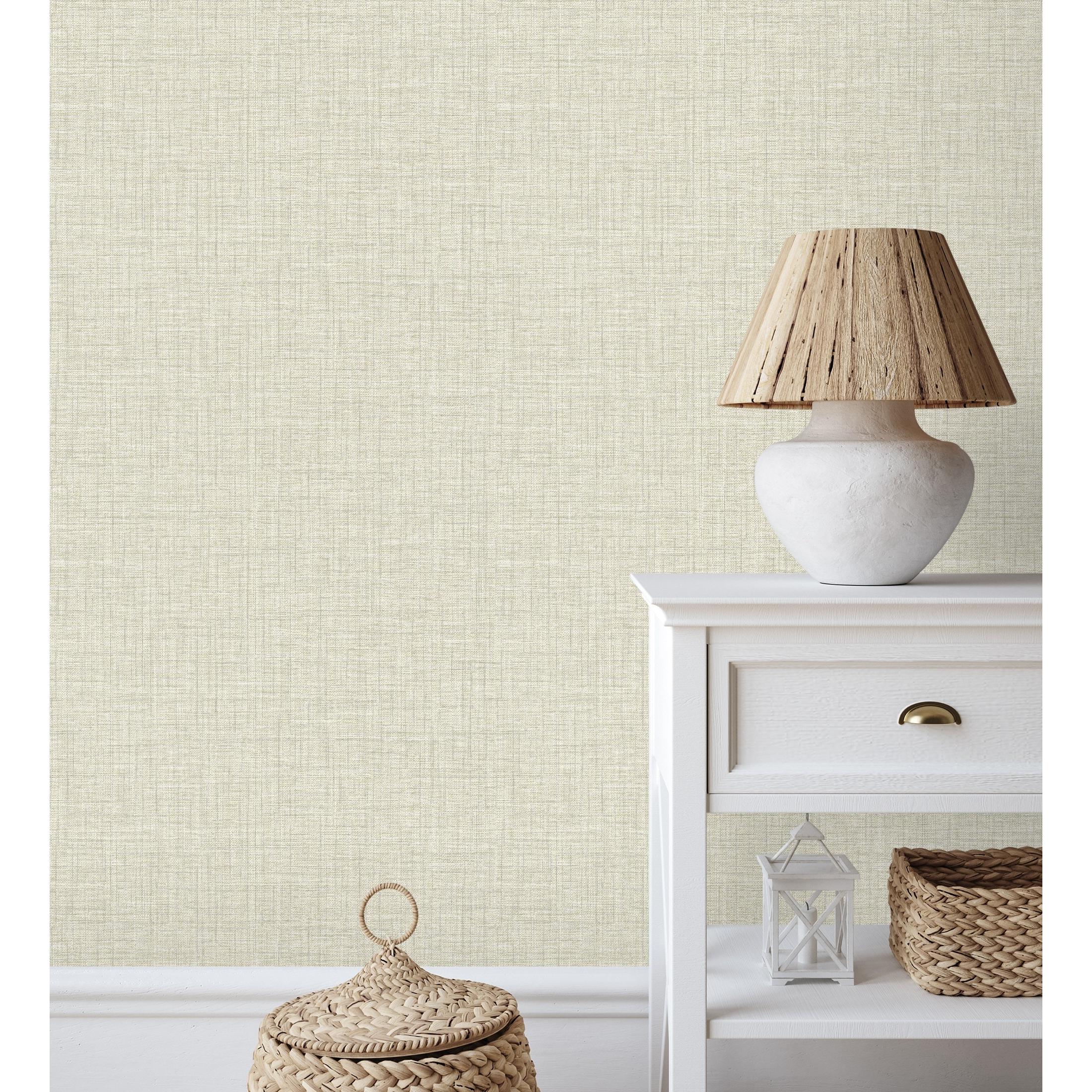 Papel pintado vinílico ecológico efecto tela baquera jaspeada color lino en relieve - Amy Texture 681436 de GAULAN - Rollo de 10 m x 0,52 m