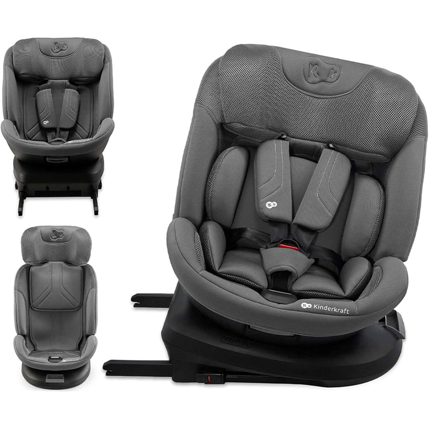 Kinderkraft XPEDITION 3 I-Size 40-150 cm, Silla coche bebé, para niños, Asiento giratorio 360º, Isofix base, Ajuste de la reclinación del respaldo, Protección lateral, Grupo 0+/1/2/3, 0-36 kg