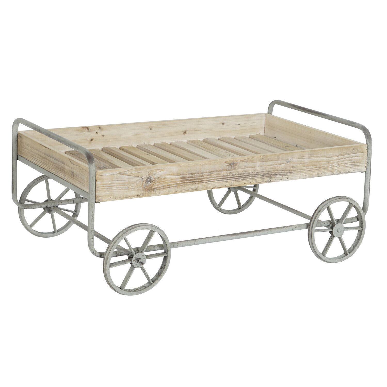 Carro abeto metal 110x67x46 carro rustico natural El mejor complemento para tu hogar.