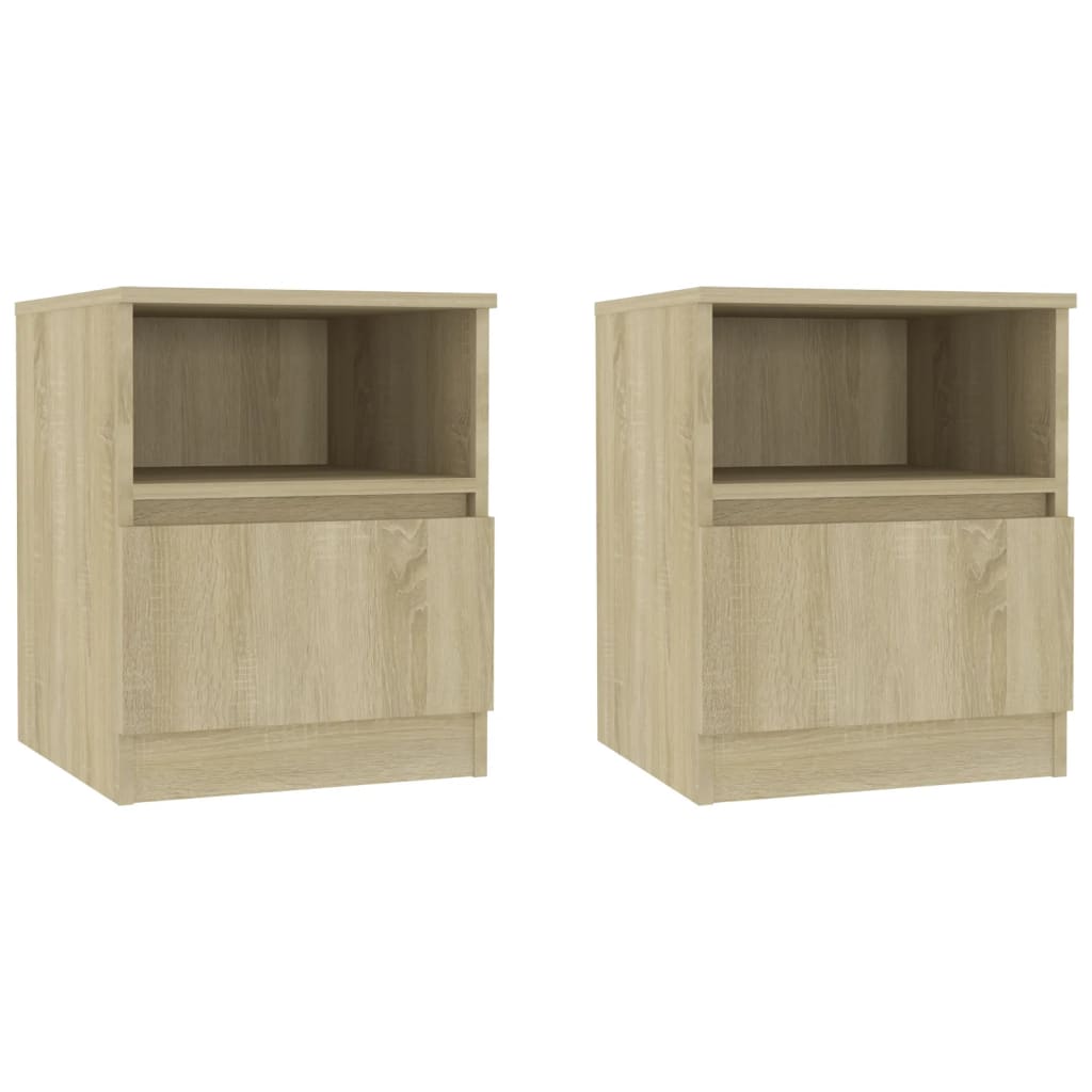 Vidaxl Mesitas de Noche 2 Unidades Madera Ingeniería 40x40x50 Cm Blanco