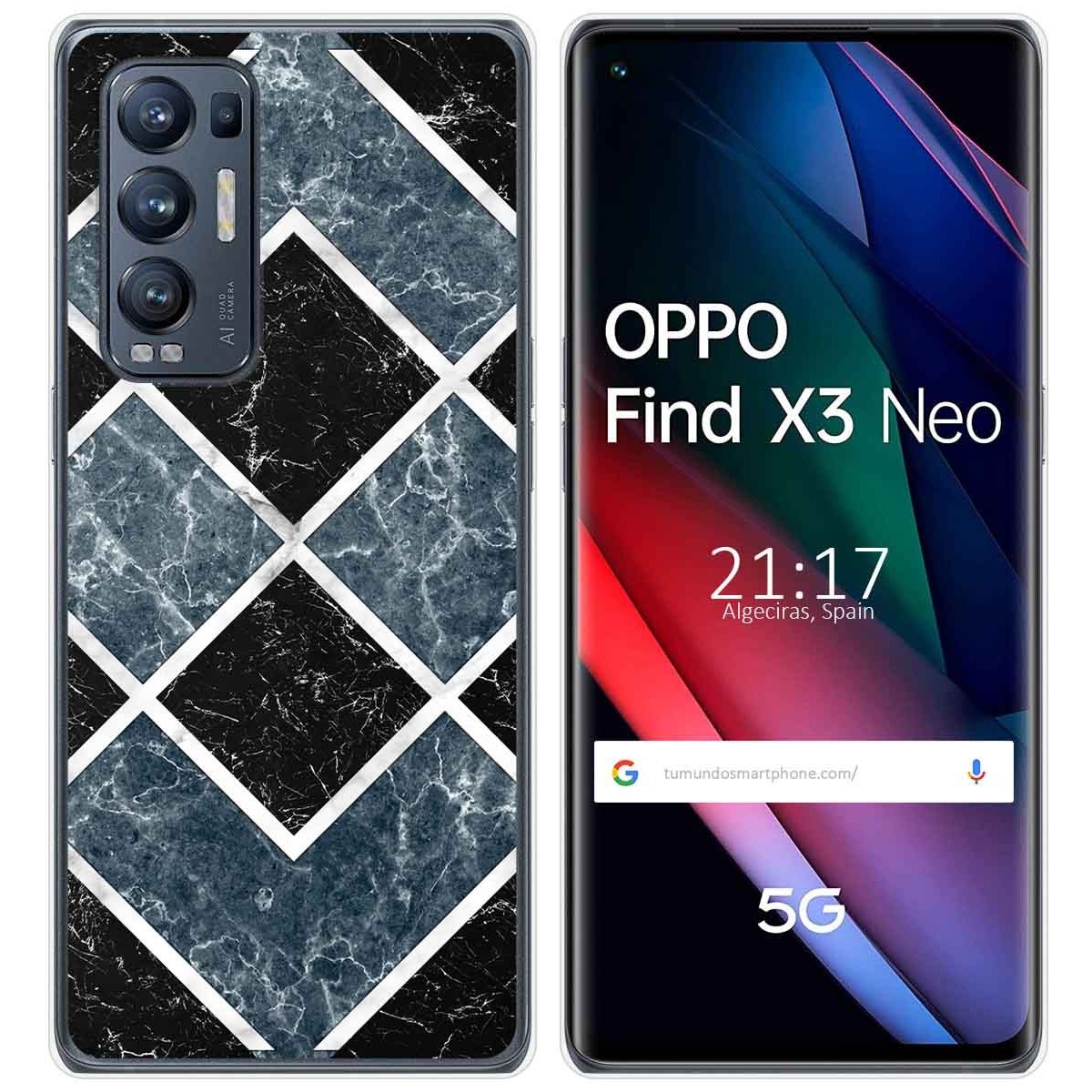 Tumundosmartphone Funda Gel Tpu para Oppo Find X3 Neo 5G diseño Mármol 06 Dibujos