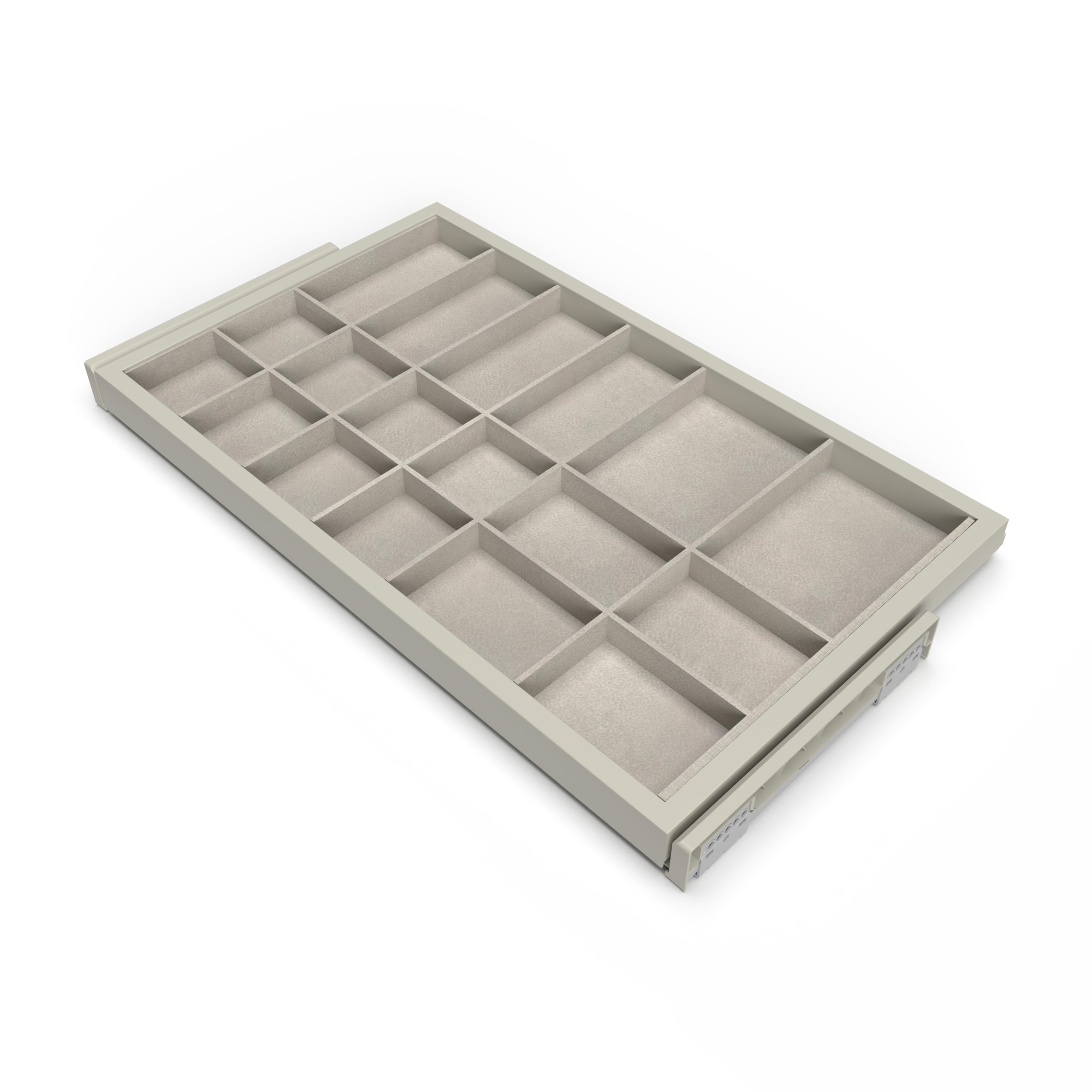 Kit de cajón organizador con bastidor de guías con cierre suave para armarios, regulable, módulo 800mm, gris piedra