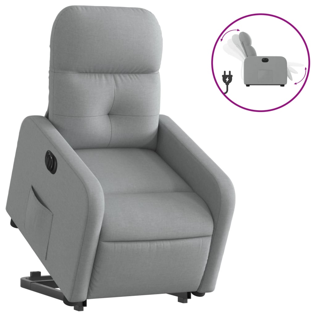 Vidaxl Sillón Eléctrico Reclinable Elevable de Tela Gris Claro