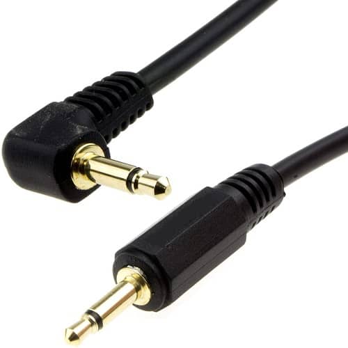 CABLEPELADO Cable de Audio Mono Jack 3.5 Macho acodado | Conector Jack mono 90° | Cable Mini Jack TS | Cable Disparador 12V | para Receptor AV, Sistema de automóvil, emisores IR | Negro | 2 Metros