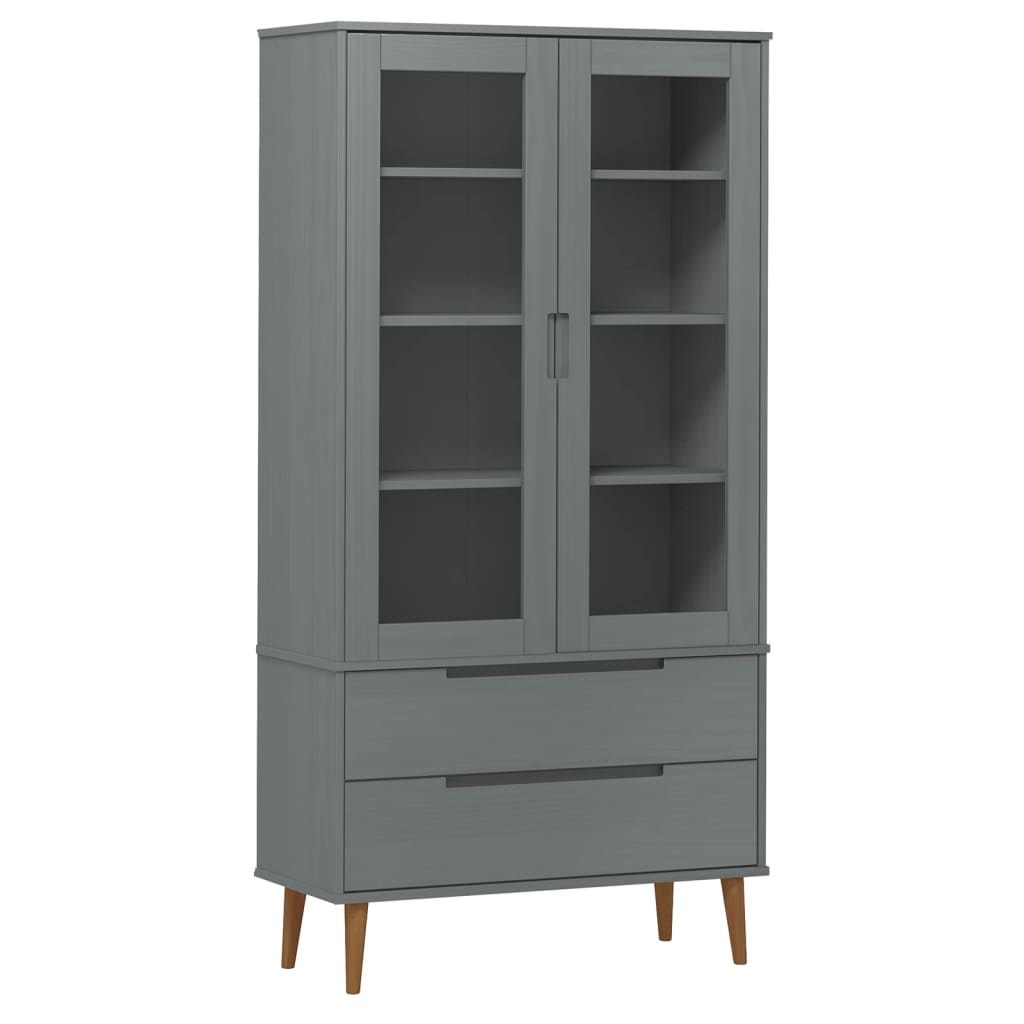 Vidaxl Mueble Vitrina MOLDE Pino Maciza 90x35x175 Cm - Estantería Almacenamiento