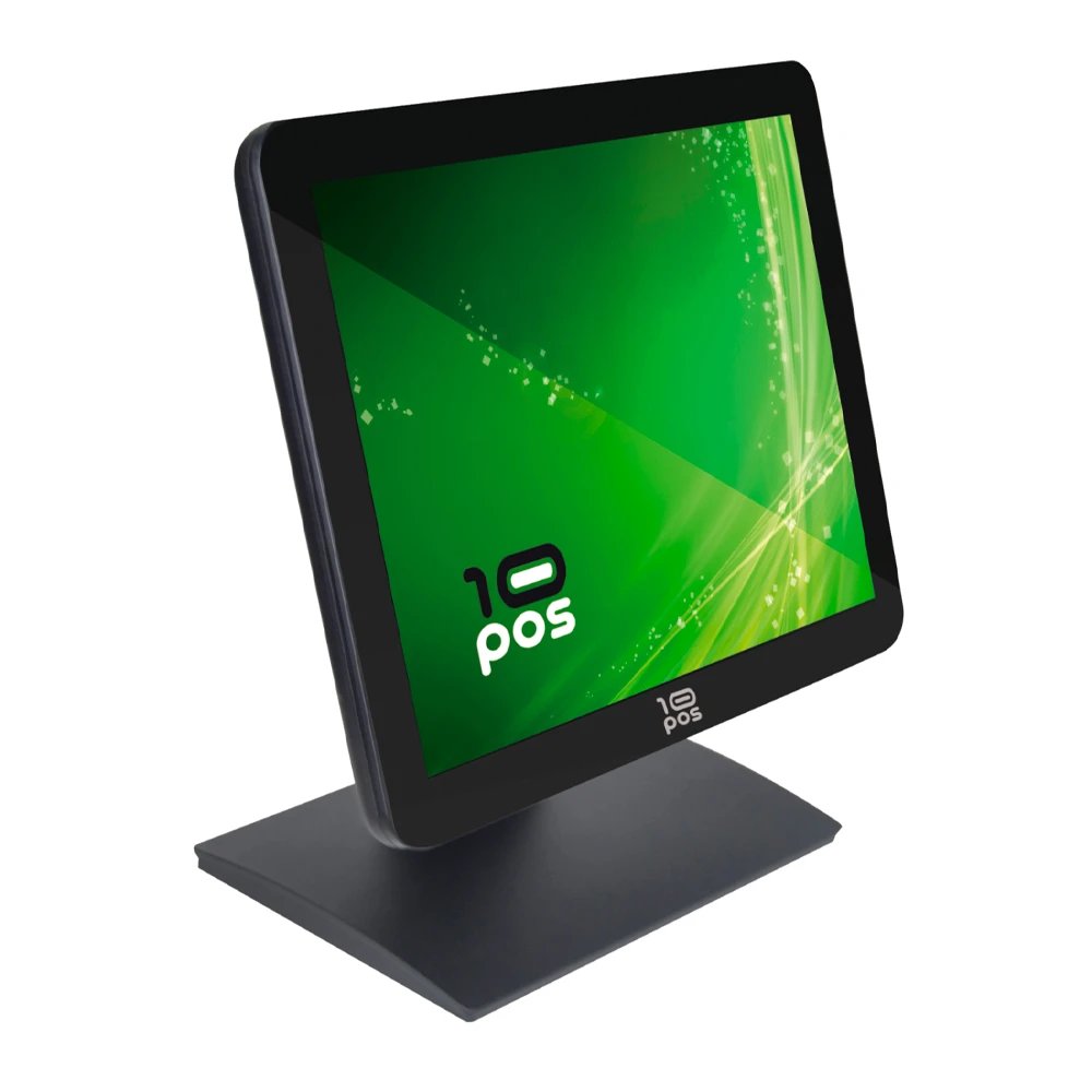 10POS - Monitor TPV de 17 pulgadas todo en uno con panel táctil capacitivo 10 puntos, HDMI y VGA, negro para comercios y restaurantes