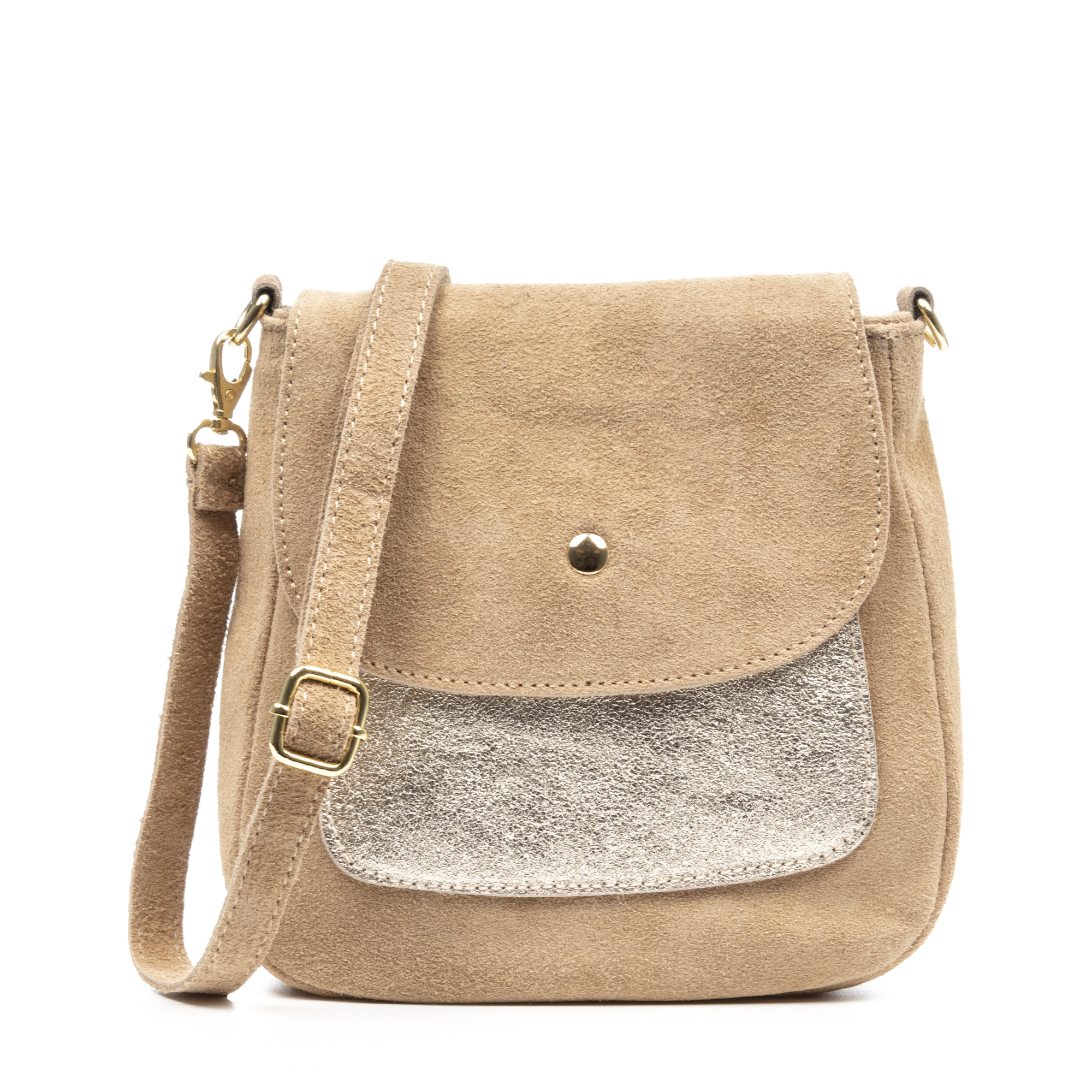 Firenze Artegiani. Altissimo bolso bandolera mujer. Piel auténtica Gamuza combinada con Gamuza Lacada brillante. Made in Italy. Vera Pelle Italiana.