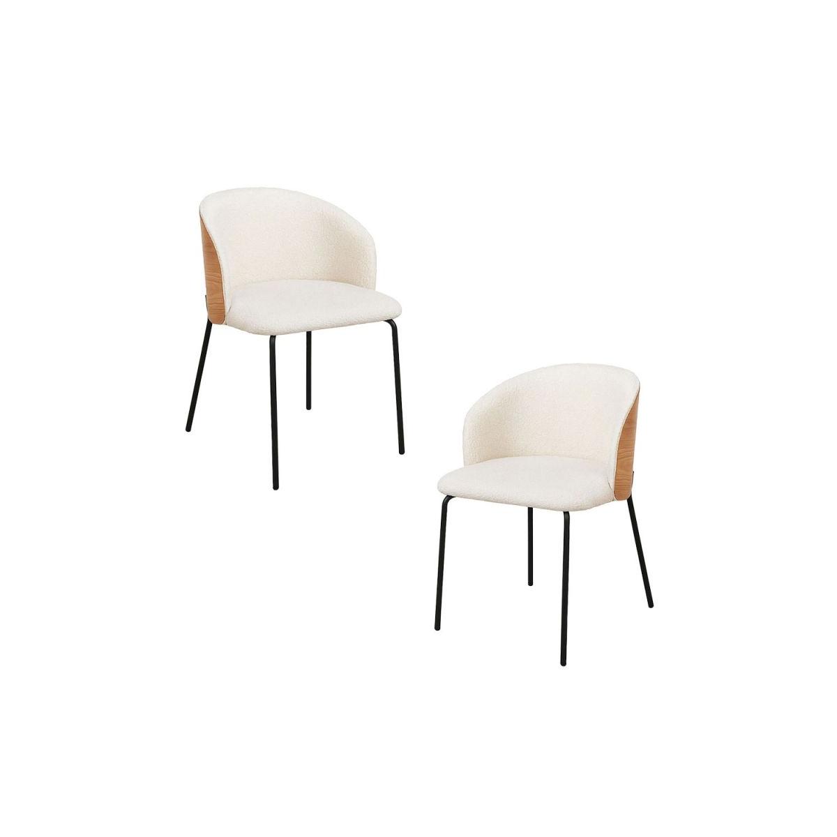 Regalos Miguel - Packs Sillas Comedor - Pack 2 Sillas Glacia Tela Blanca con Respaldo Tapizado en Madera