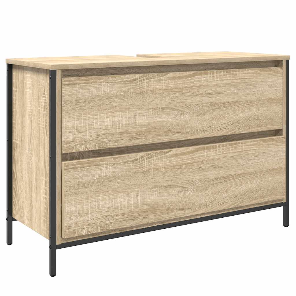 vidaXL Mueble de baño con lavabo y cajones roble Sonoma 90x34,5x60 cm