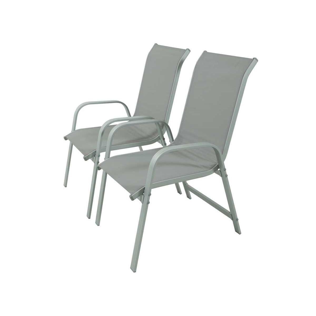 Habitat y Jardin - Juego de 2 sillas para jardin textileno "Porto"- Phoenix - gris claro