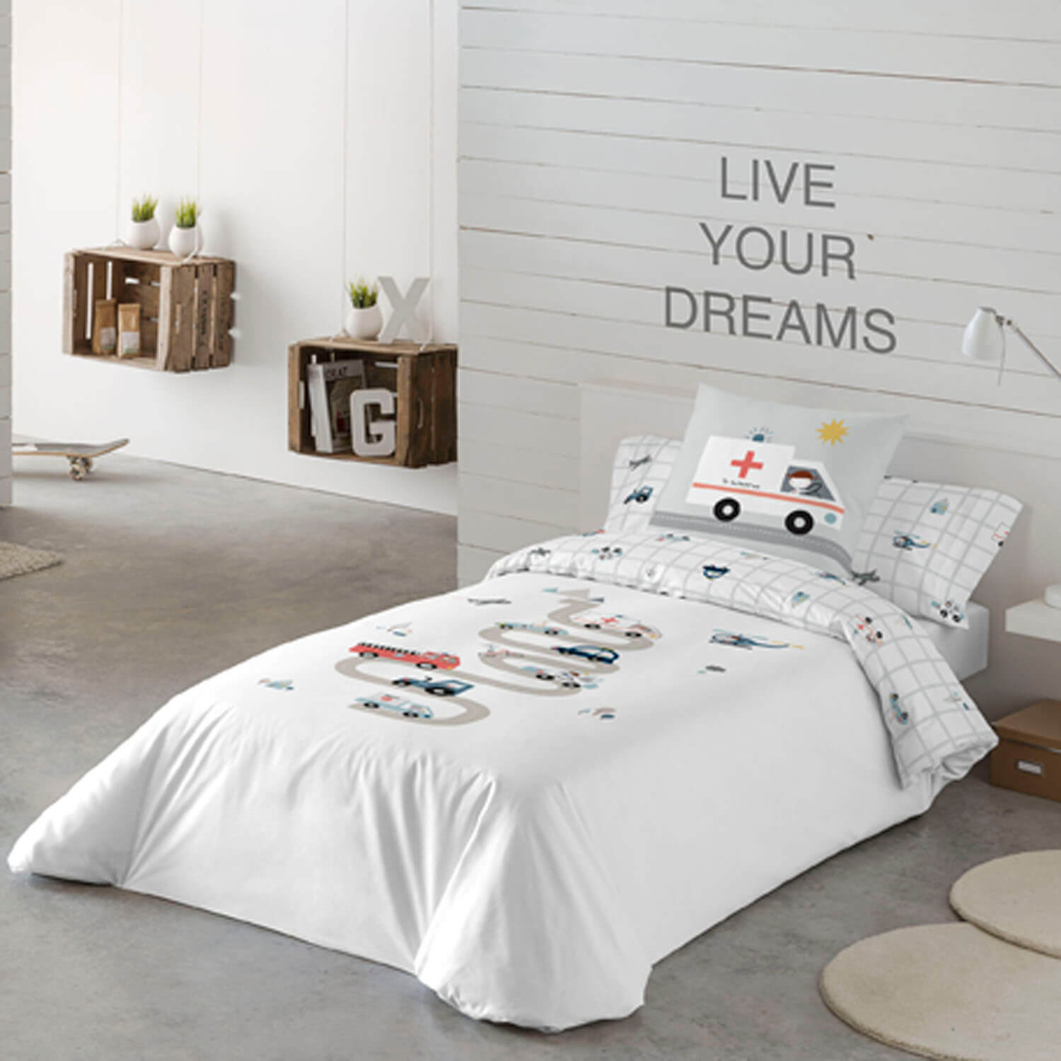 HACIENDO EL INDIO - Funda Nórdica Infantil Estampada 100% Algodón Extrasuave - Juego de 2 Piezas Funda de Edredón y 1 Funda de Almohada - Cama 90/105 cm - Sin Relleno - Fabricada en España