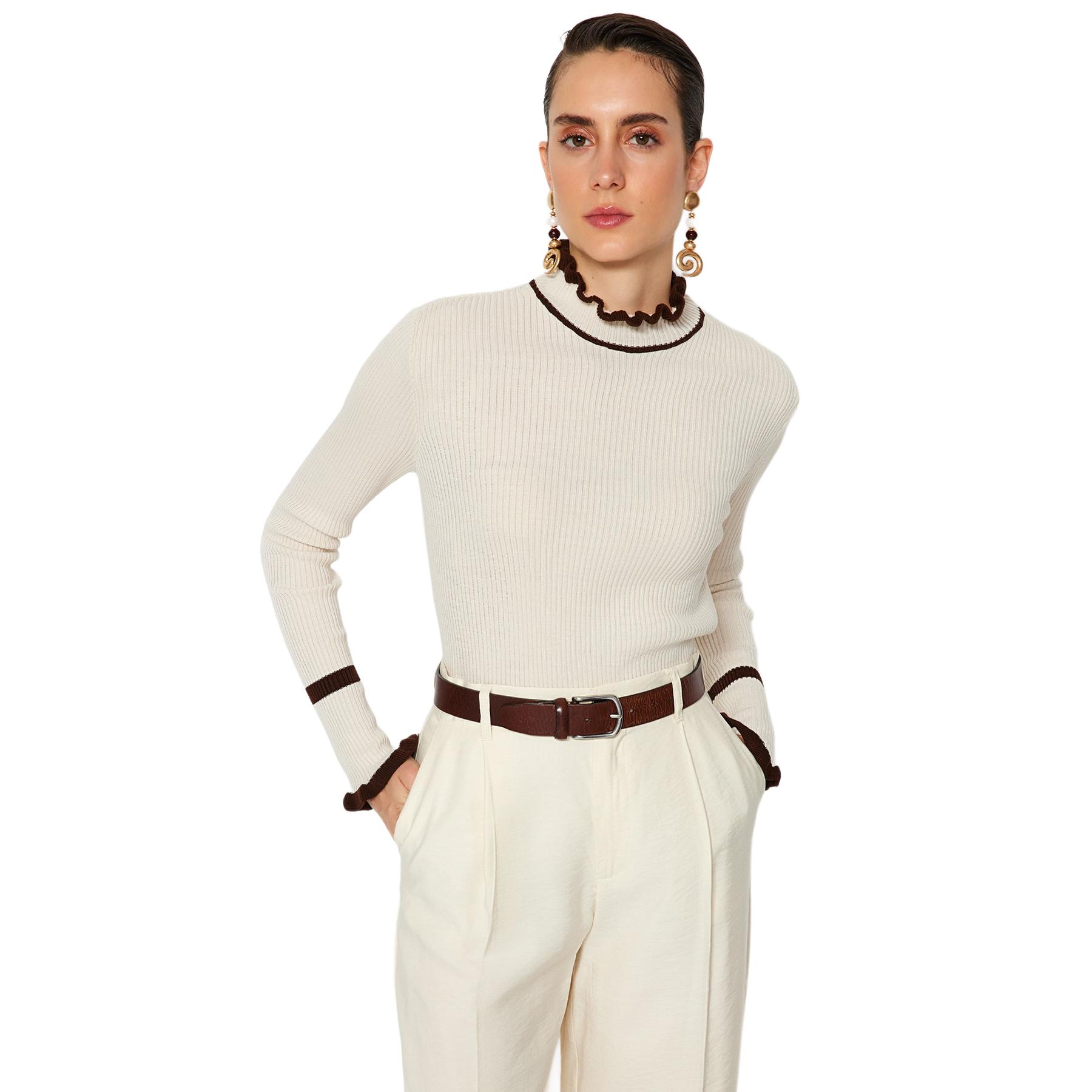 Trendyol Mujer Piedra Suéter De - S/36/8 - 100% Acrílico Grande