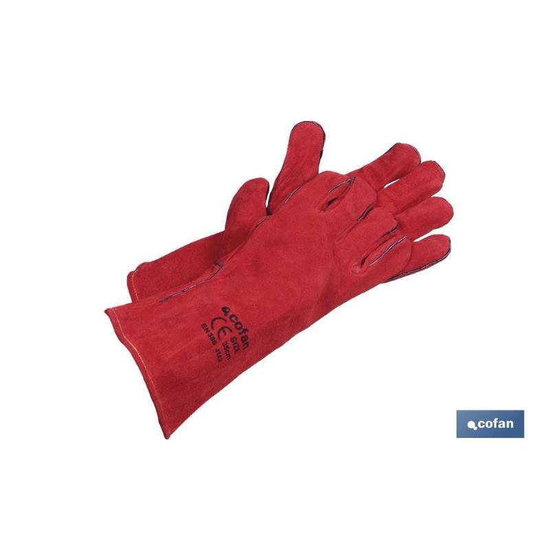 Guante rojo soldador   caja 12 unid.