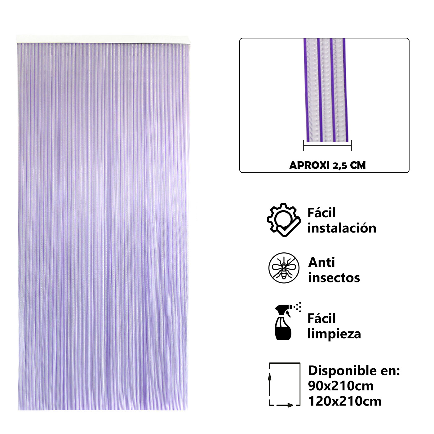 Cortina Plana de PVC Anti insectos para Puerta Exterior o Interior, Material PVC – Libre de Insectos