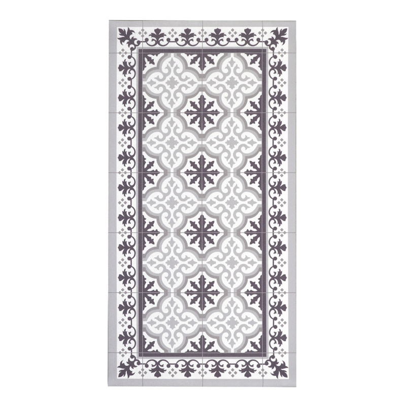 STORESDECO Alfombra Vinílica Estampada con Acabados Premium,  100% PVC Reciclable, Alfombra Cocina con Mosaico Efecto Baldosa, Alfombras de Habitación, Alfombra Fina Antideslizante, Lavable y Anti bacterias