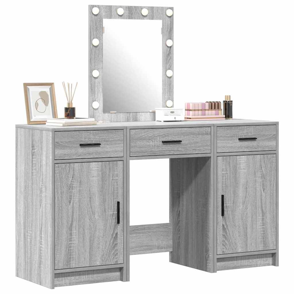 vidaXL Mesa Tocador Gris 50 x 41 x 135 cm Madera de ingeniería