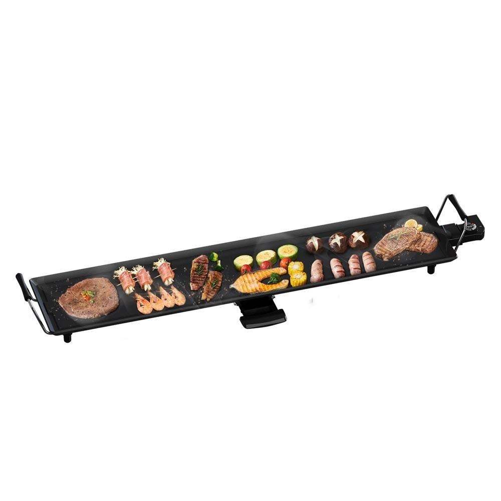 Parrilla Eléctrica Grill Teppanyaki 2000W 100x22 cm | Plancha Antiadherente Grande | Ideal para Carne y Verduras | Fácil de Limpiar