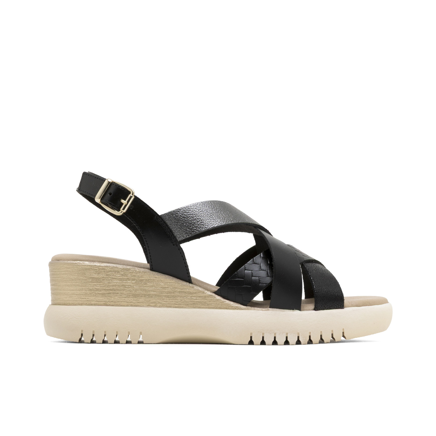 Sandalias de Cuña Elisa Negro Plomo: Confort y Estilo en Cada Paso, Cuña de 6 cm y Plataforma de 3 cm, Plantilla Acolchada de Piel y Suela Antideslizante para Máxima Estabilidad, Diseño Artesanal y El