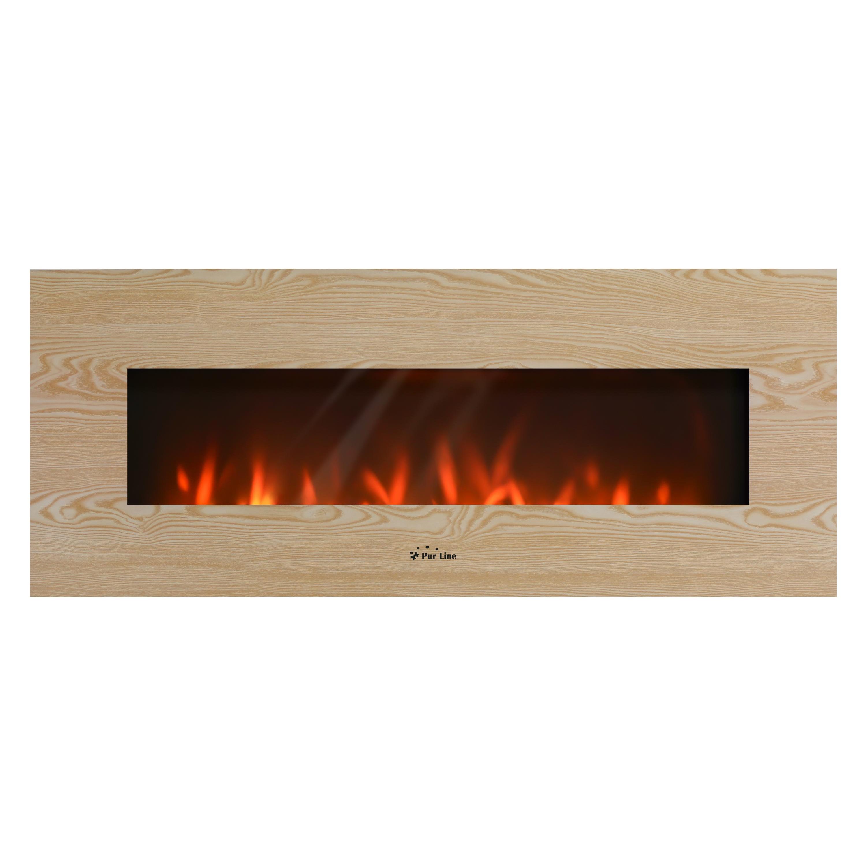 Chimenea Eléctrica Panorámica con luz LED ambiental y panel frontal MDF Purline CHE-530